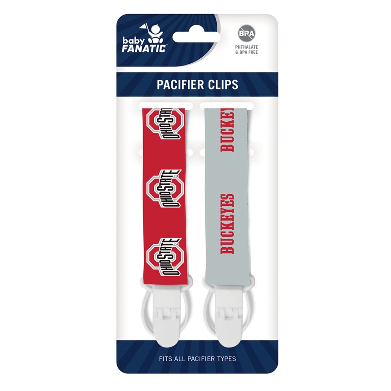 Ohio State Buckeyes Pacifier Clip Set - 2-Pack - Sports Gifts, Sports Memorabilia, Sports Collectibles, Fan Shop