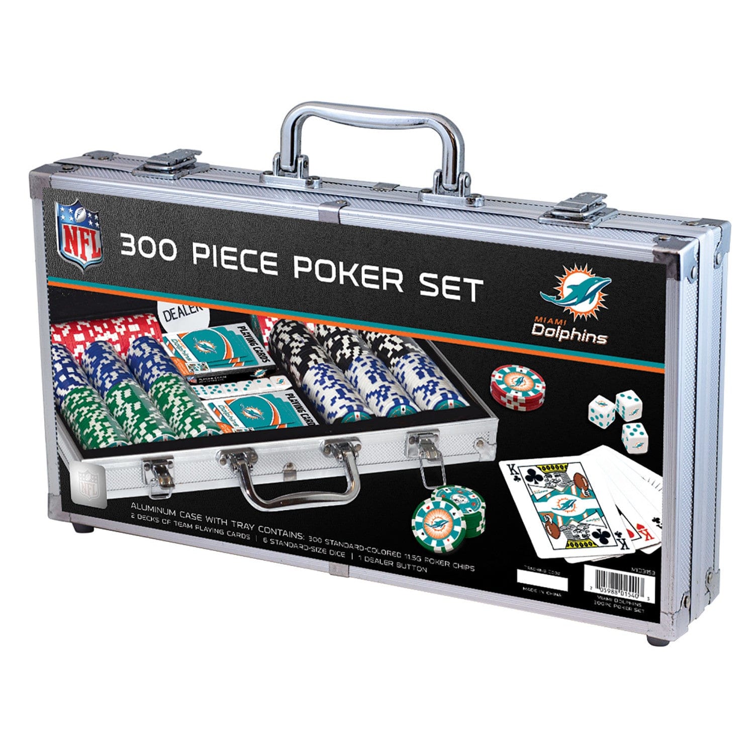 Miami Dolphins 300 Piece Poker Set - Sports Gifts, Sports Memorabilia, Sports Collectibles, Fan Shop