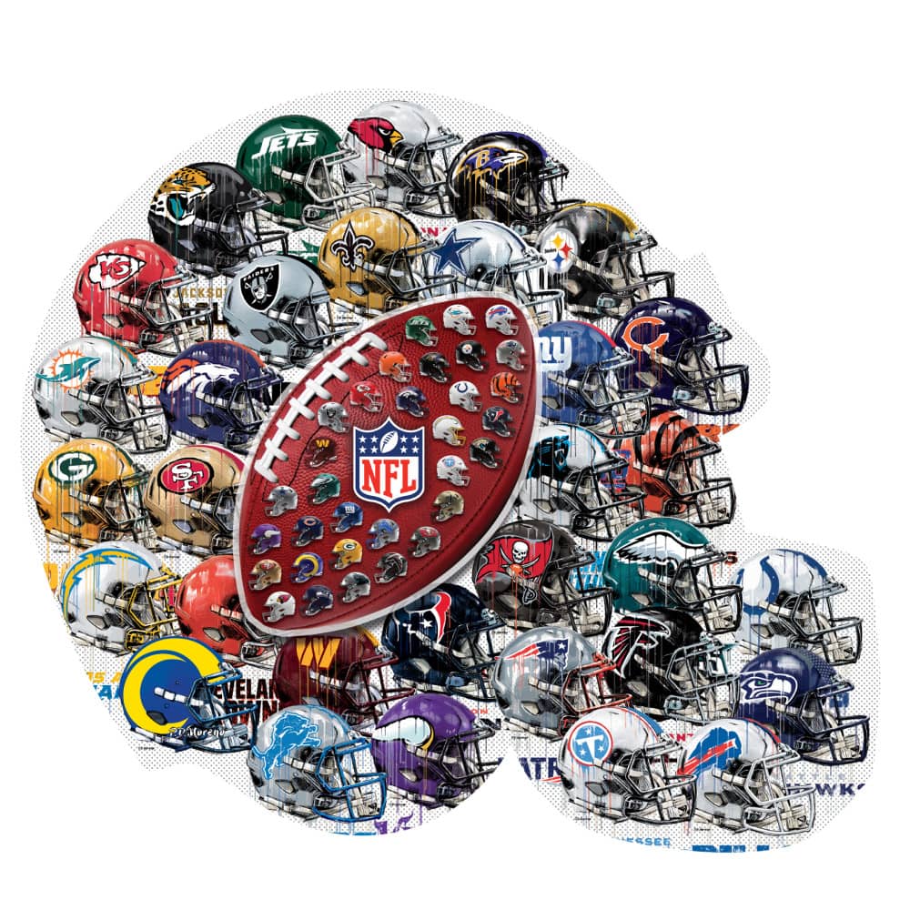 NFL Helmet Drip Art 500-Piece Shaped Puzzle