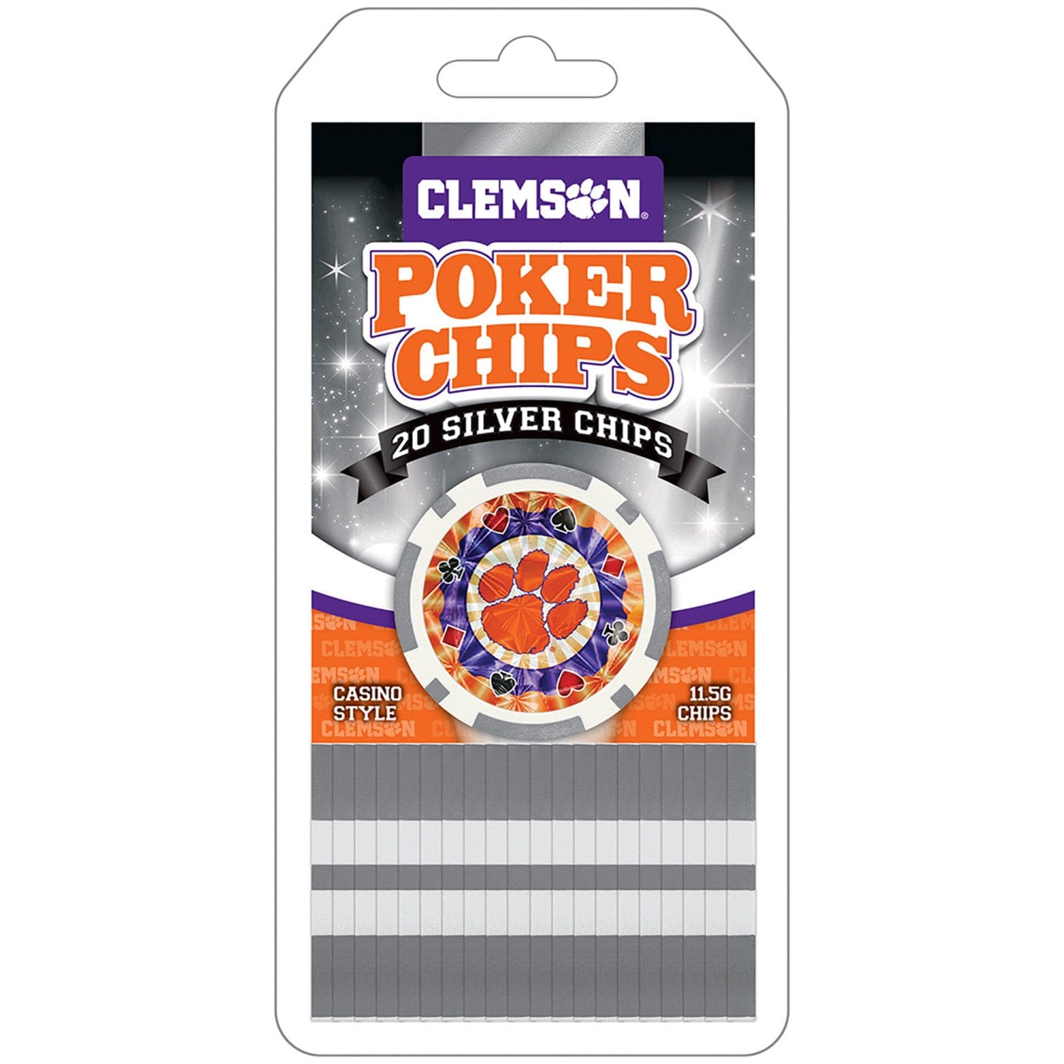 Clemson Tigers 20-Piece Poker Chip Set - Sports Gifts, Sports Memorabilia, Sports Collectibles, Fan Shop