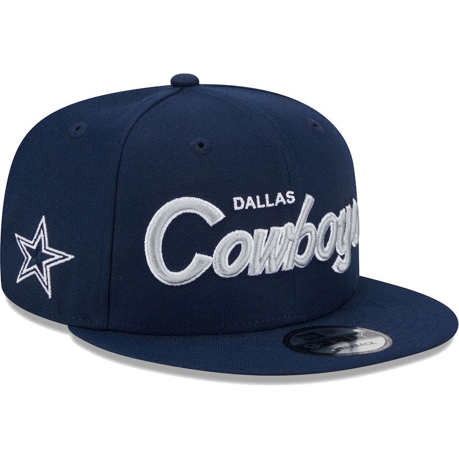 Men's New Era Navy Dallas Cowboys Main Script 9FIFTY Snapback Hat - Sports Gifts, Sports Memorabilia, Sports Collectibles, Fan Shop