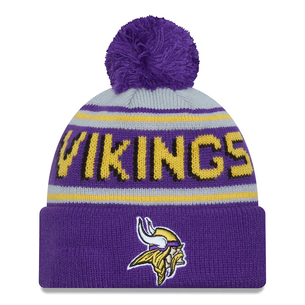 Men's Minnesota Vikings New Era Purple Main Cuffed Knit Hat with Pom - Sports Gifts, Sports Memorabilia, Sports Collectibles, Fan Shop