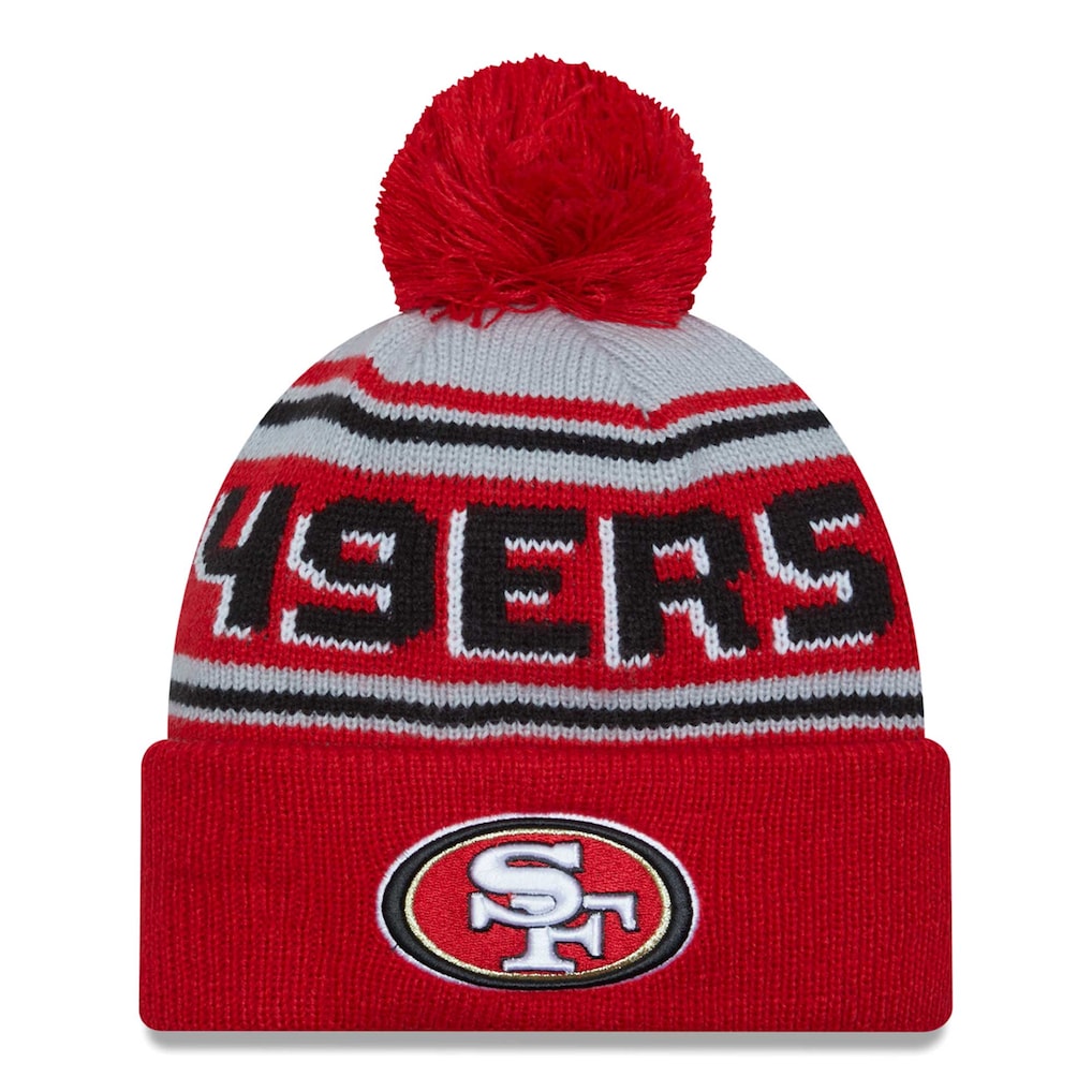 San Francisco 49ers New Era Main Cuffed Knit Hat with Pom - Scarlet - Sports Gifts, Sports Memorabilia, Sports Collectibles, Fan Shop