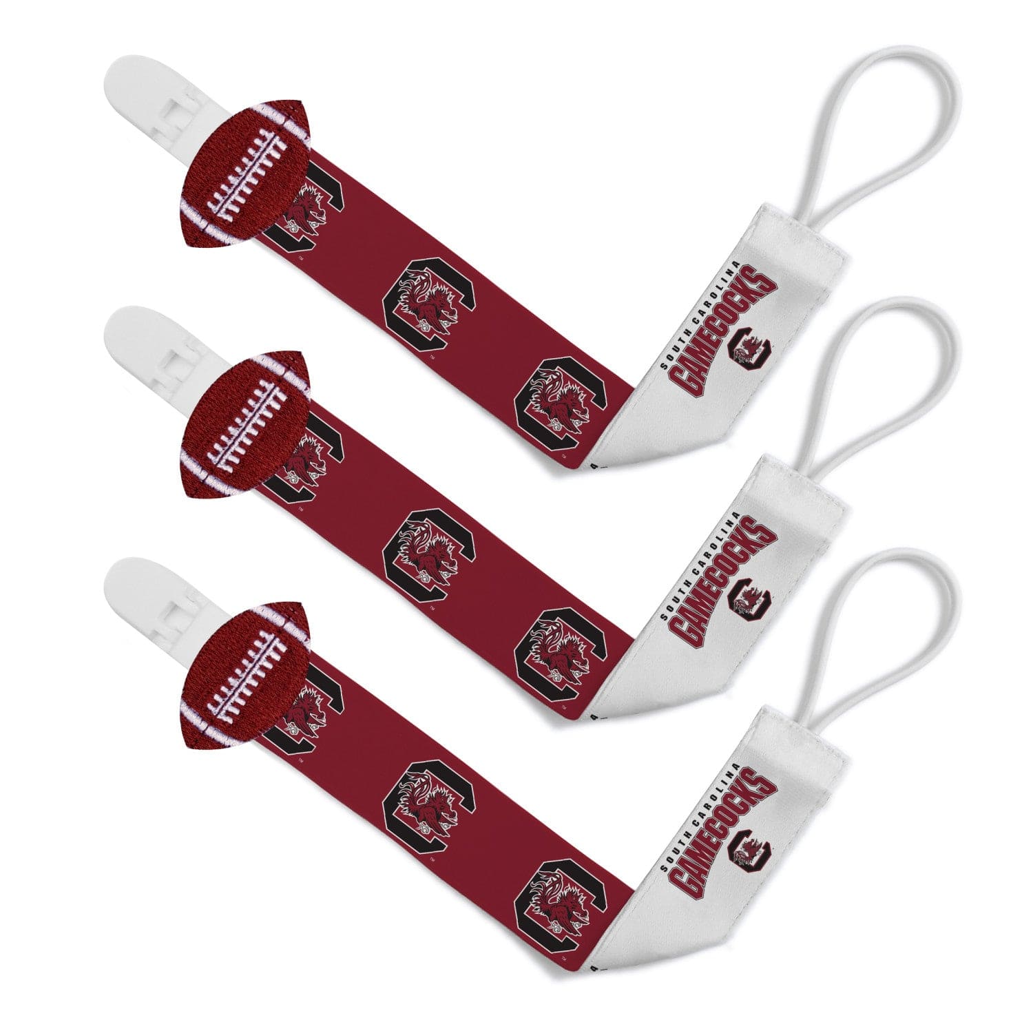 South Carolina Gamecocks Pacifier Clip Set - 3-Pack - Sports Gifts, Sports Memorabilia, Sports Collectibles, Fan Shop