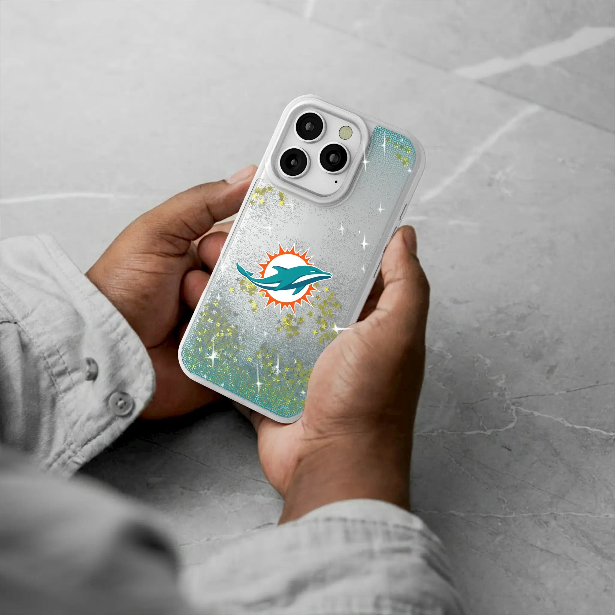 Miami Dolphins Linen Glitter Phone Case