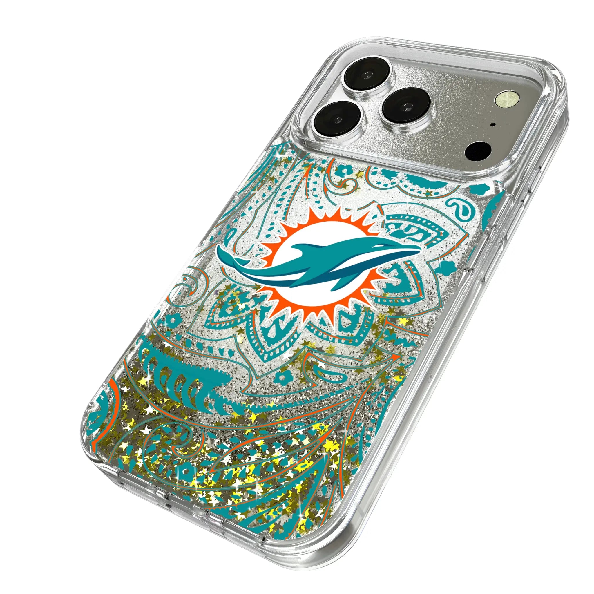 Miami Dolphins Paisley Glitter Phone Case