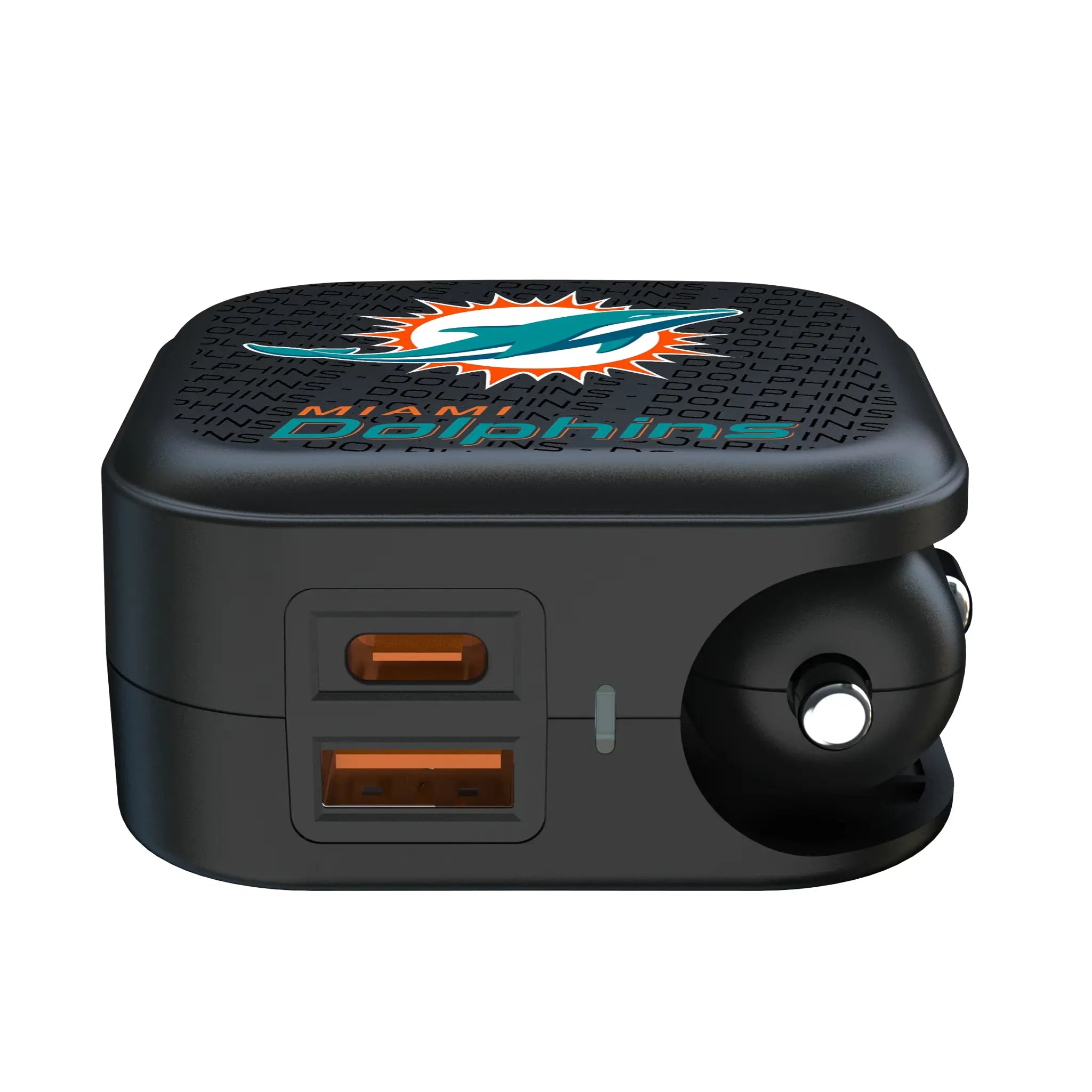 Miami Dolphins Text Backdrop 2 in 1 USB A/C Charger