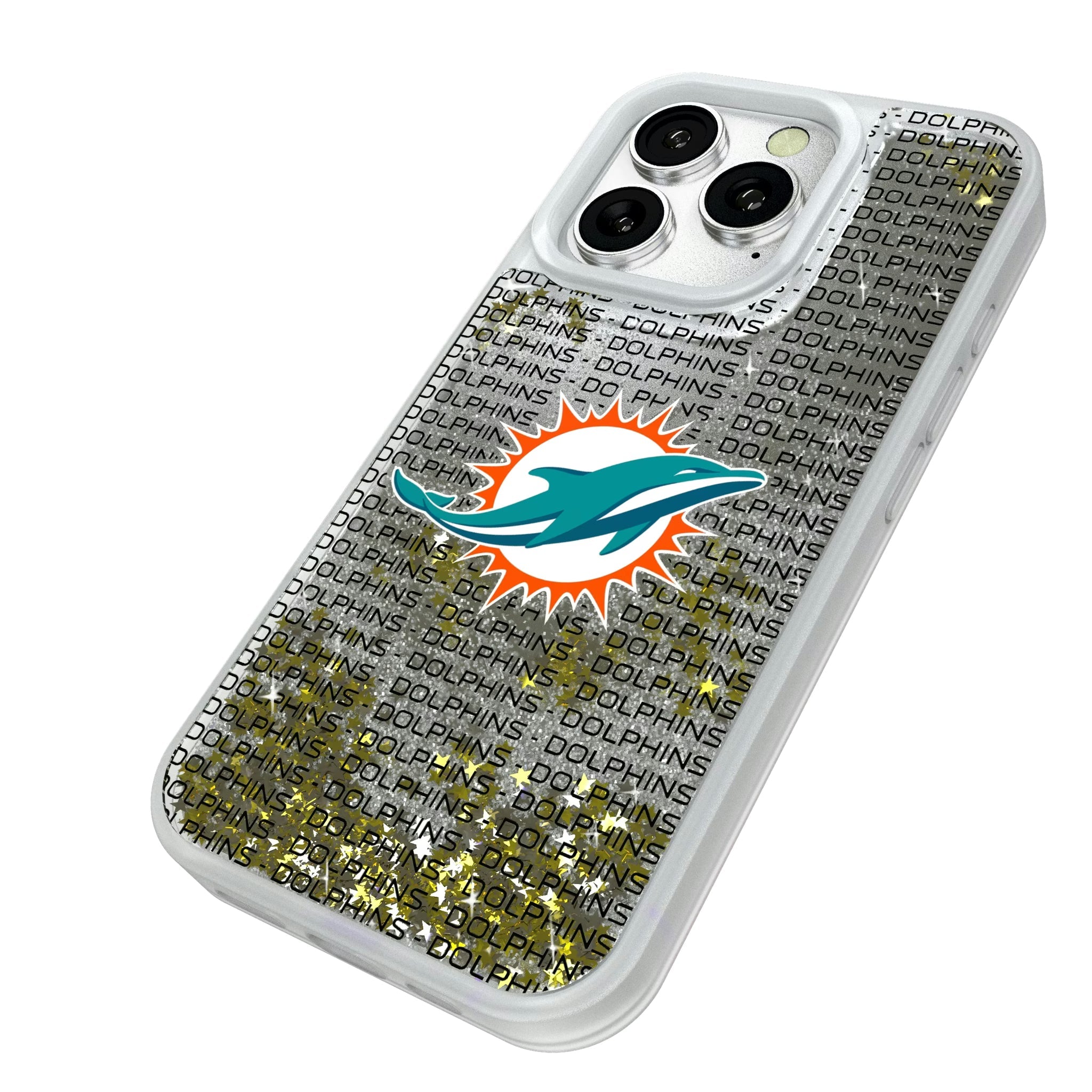 Miami Dolphins Text Backdrop Glitter Phone Case