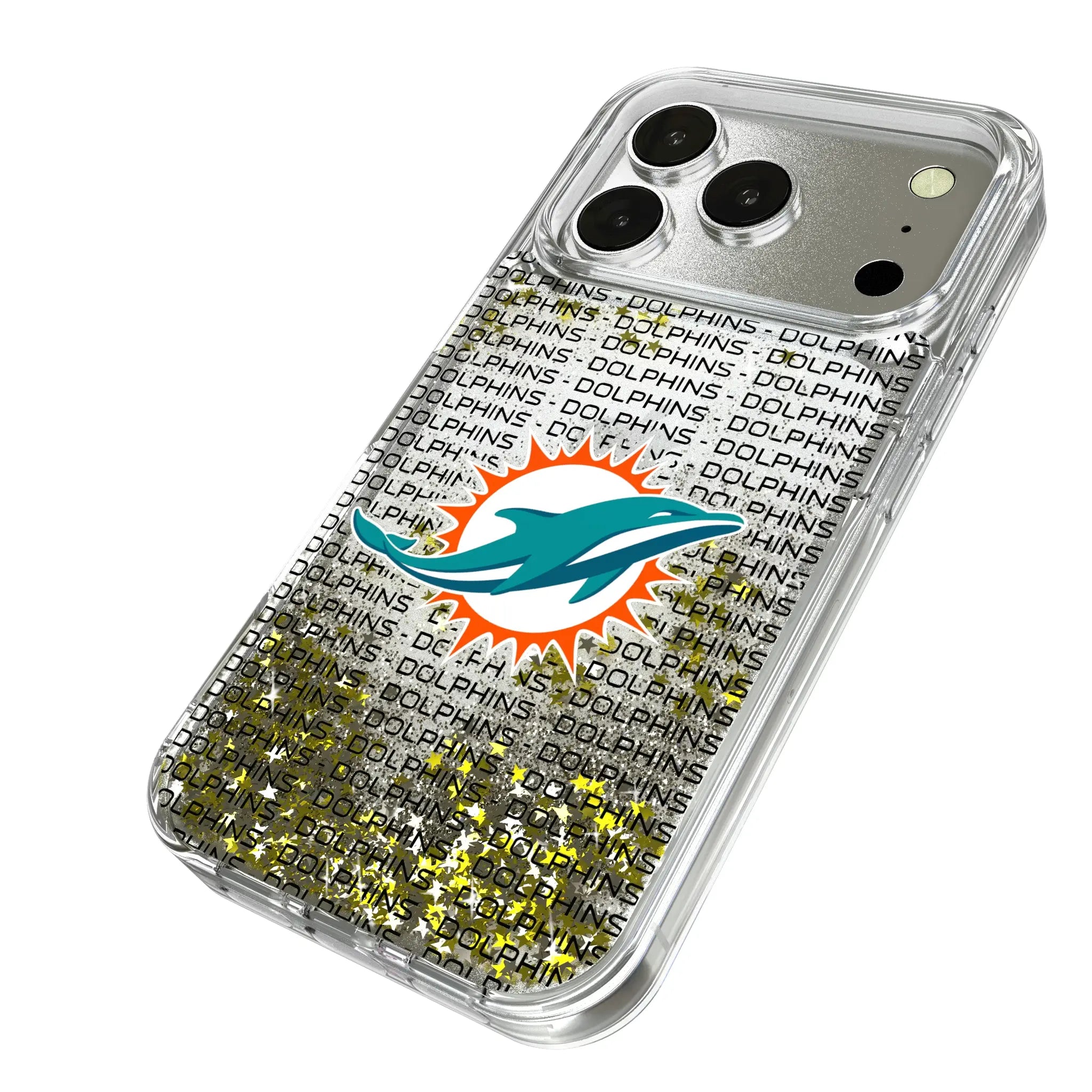 Miami Dolphins Text Backdrop Glitter Phone Case