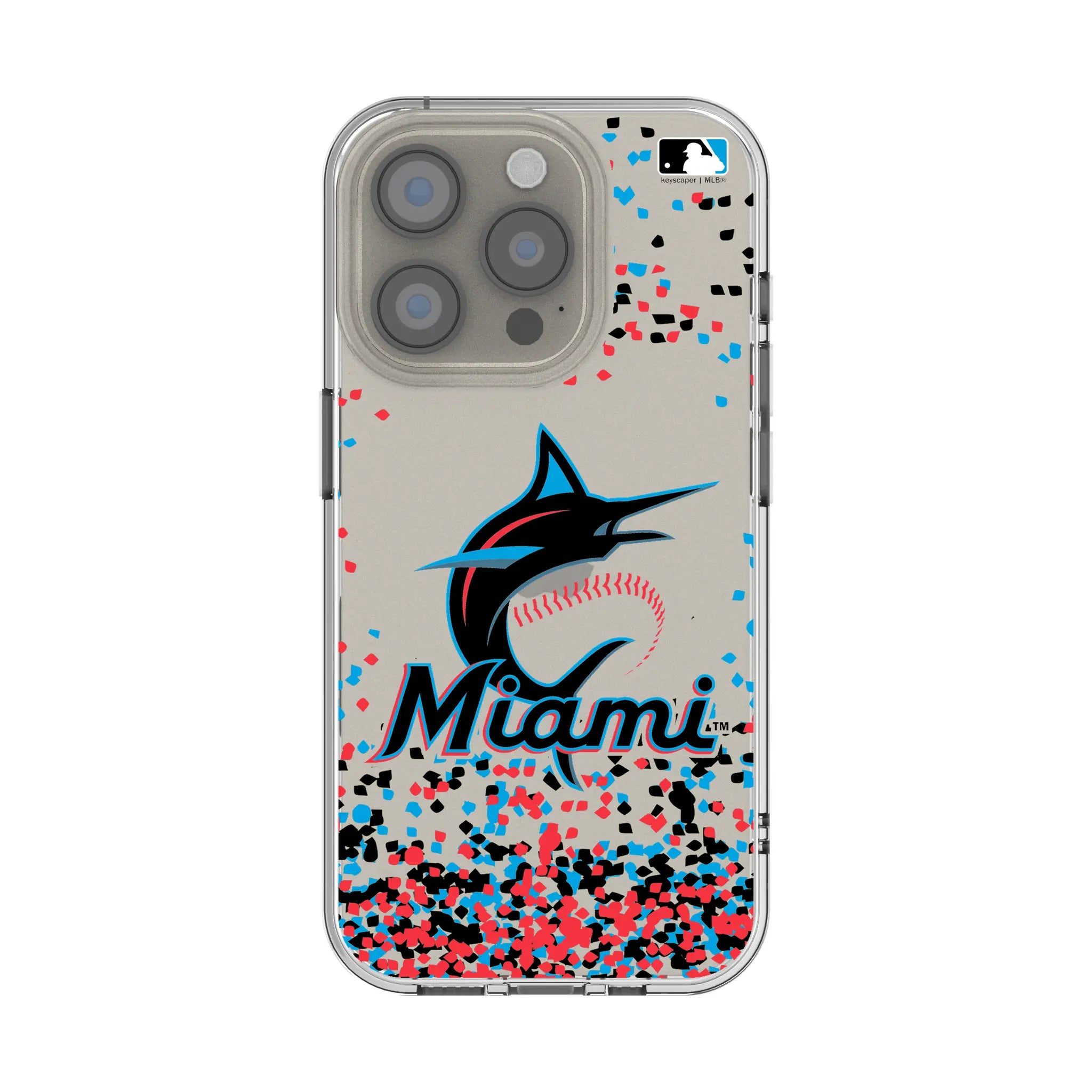 Miami Marlins Confetti Clear Phone Case for Apple iPhone