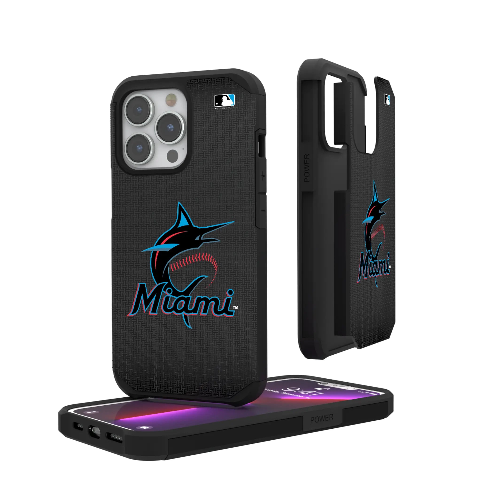 Miami Marlins Linen Rugged Phone Case