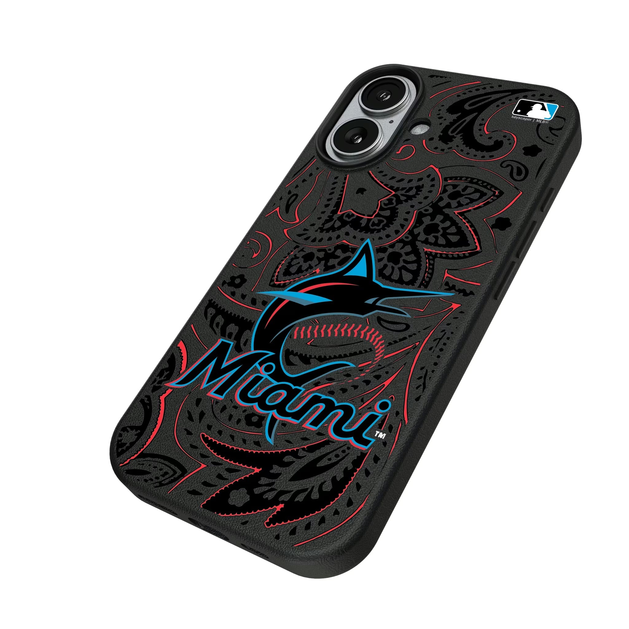 Miami Marlins Paisley MagSafe Compatible Phone Case for Apple iPhone - Sports Gifts, Sports Memorabilia, Sports Collectibles, Fan Shop
