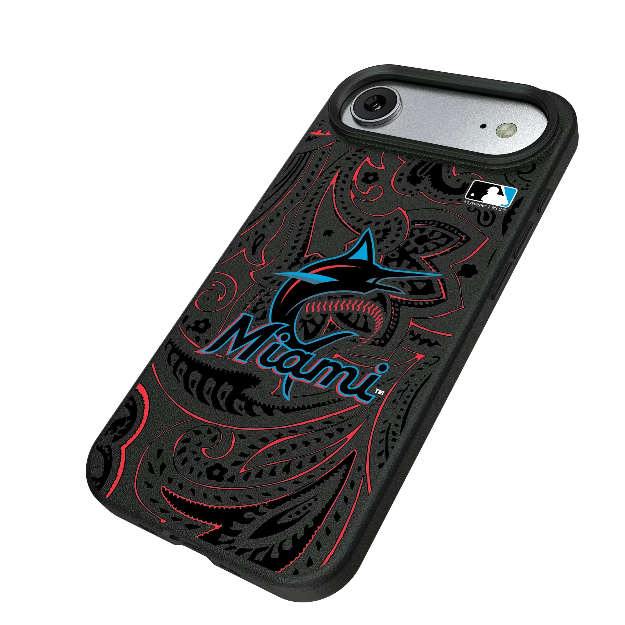 Miami Marlins Paisley MagSafe Compatible Phone Case for Apple iPhone - Sports Gifts, Sports Memorabilia, Sports Collectibles, Fan Shop