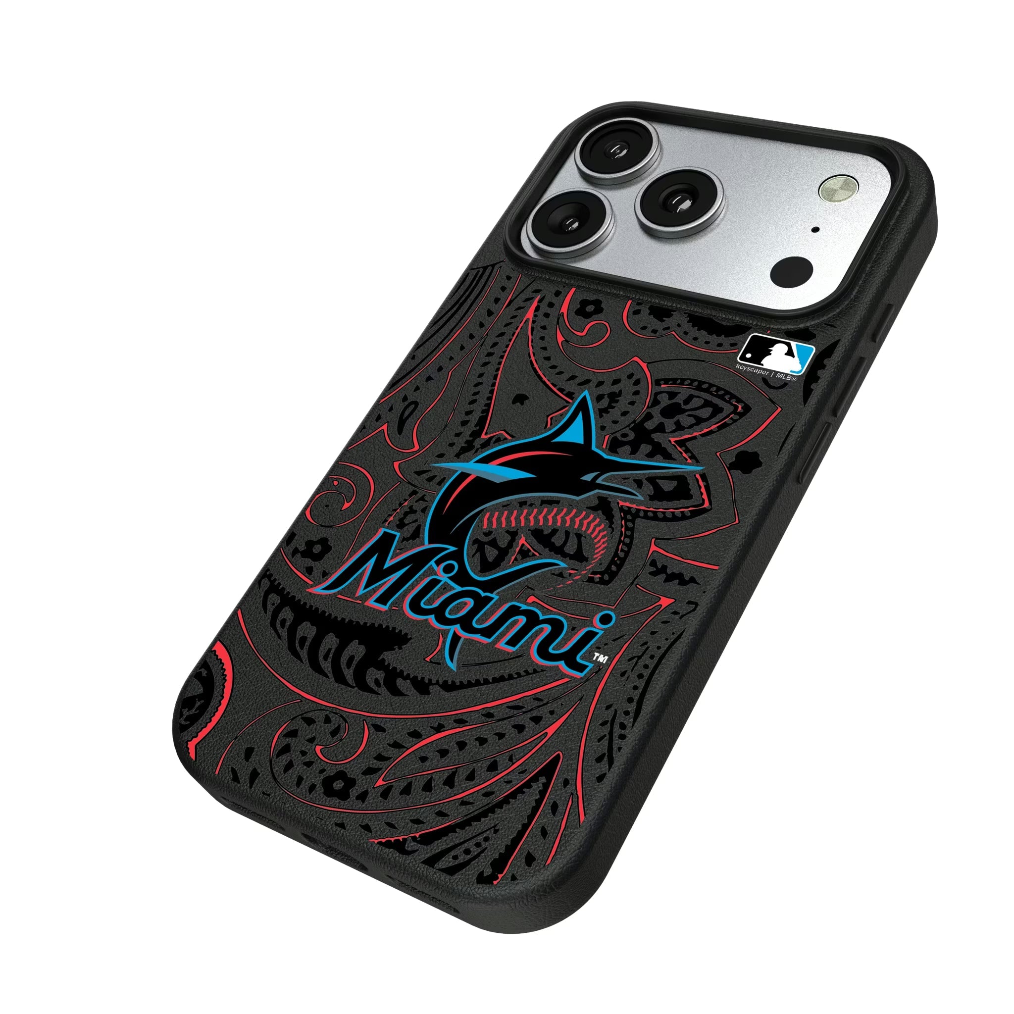 Miami Marlins Paisley MagSafe Compatible Phone Case for Apple iPhone - Sports Gifts, Sports Memorabilia, Sports Collectibles, Fan Shop