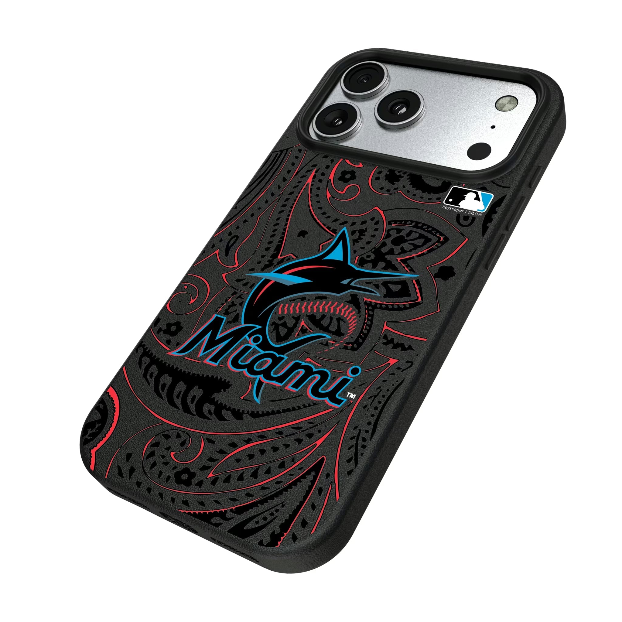 Miami Marlins Paisley MagSafe Compatible Phone Case for Apple iPhone - Sports Gifts, Sports Memorabilia, Sports Collectibles, Fan Shop