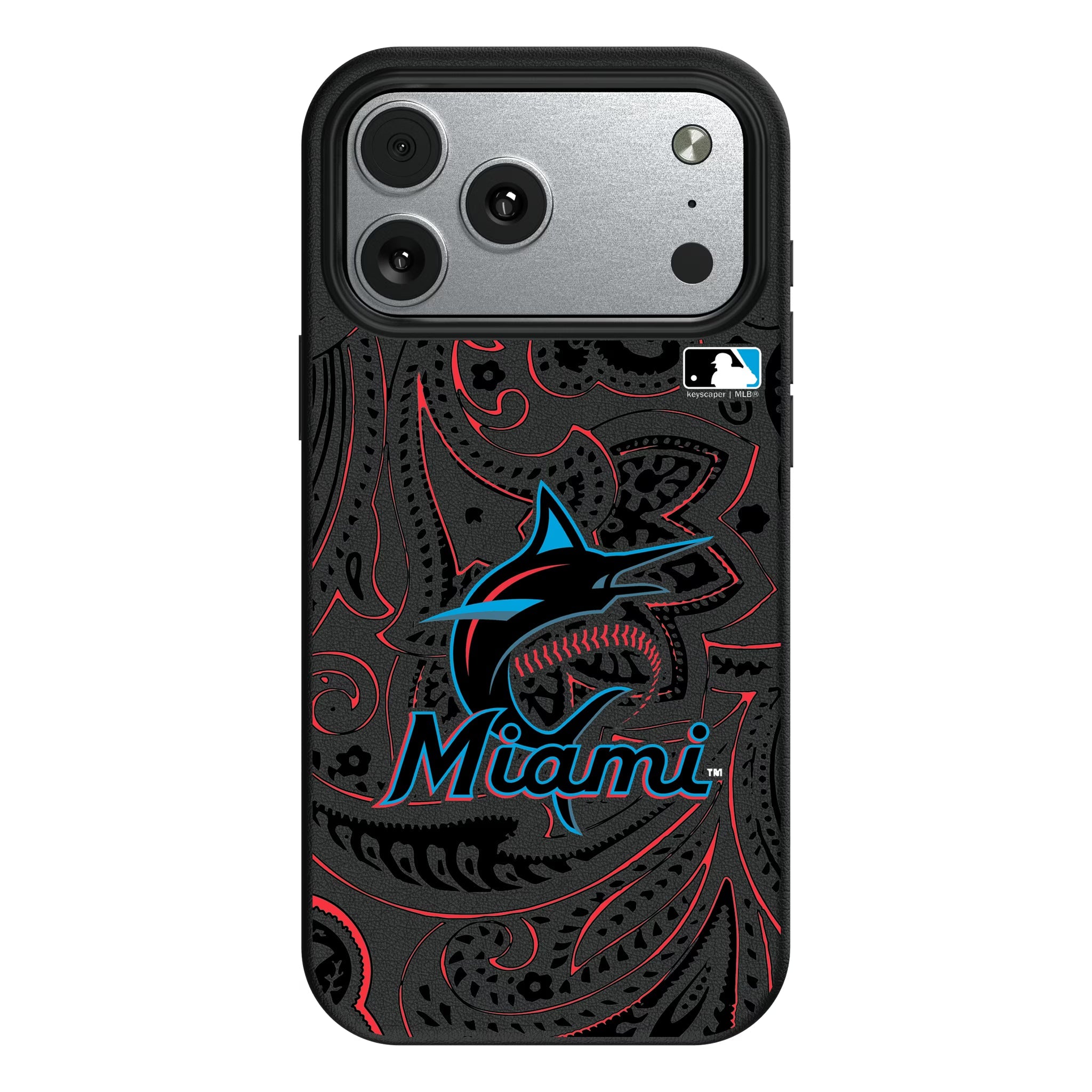 Miami Marlins Paisley MagSafe Compatible Phone Case for Apple iPhone - Sports Gifts, Sports Memorabilia, Sports Collectibles, Fan Shop