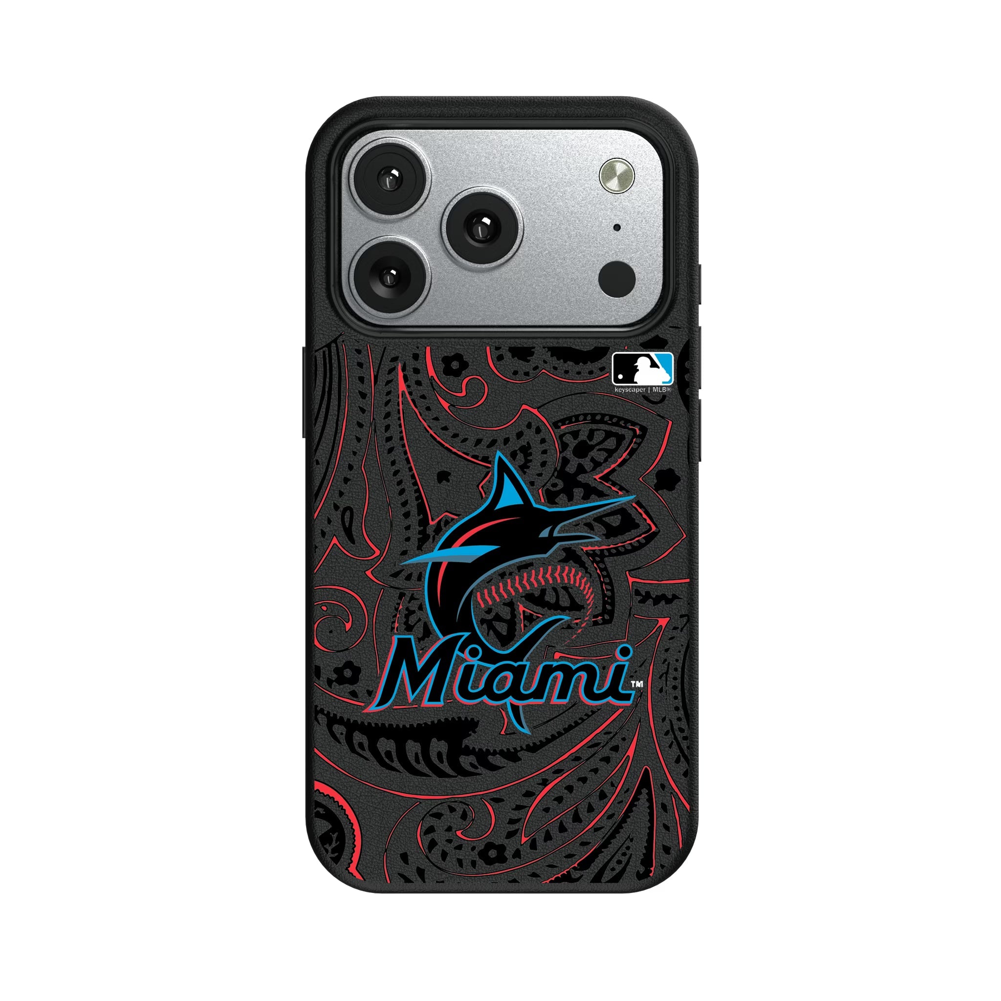 Miami Marlins Paisley MagSafe Compatible Phone Case for Apple iPhone - Sports Gifts, Sports Memorabilia, Sports Collectibles, Fan Shop