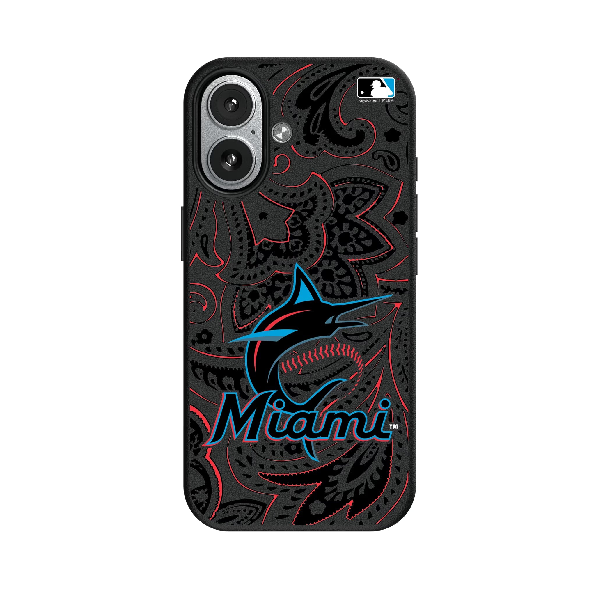 Miami Marlins Paisley MagSafe Compatible Phone Case for Apple iPhone - Sports Gifts, Sports Memorabilia, Sports Collectibles, Fan Shop