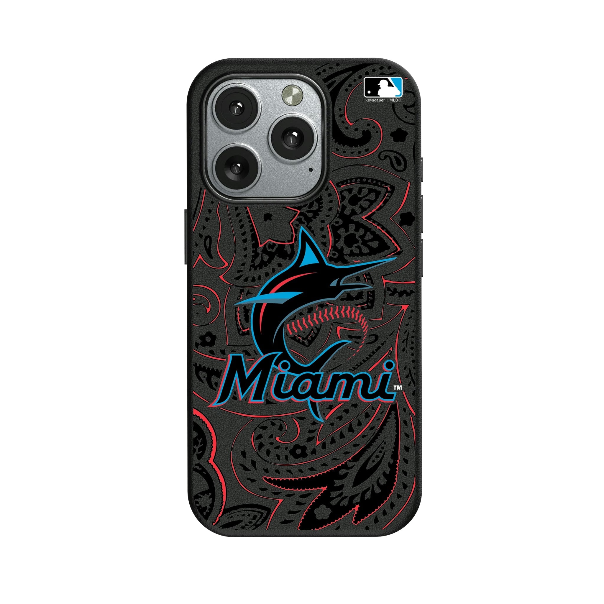 Miami Marlins Paisley MagSafe Compatible Phone Case for Apple iPhone - Sports Gifts, Sports Memorabilia, Sports Collectibles, Fan Shop