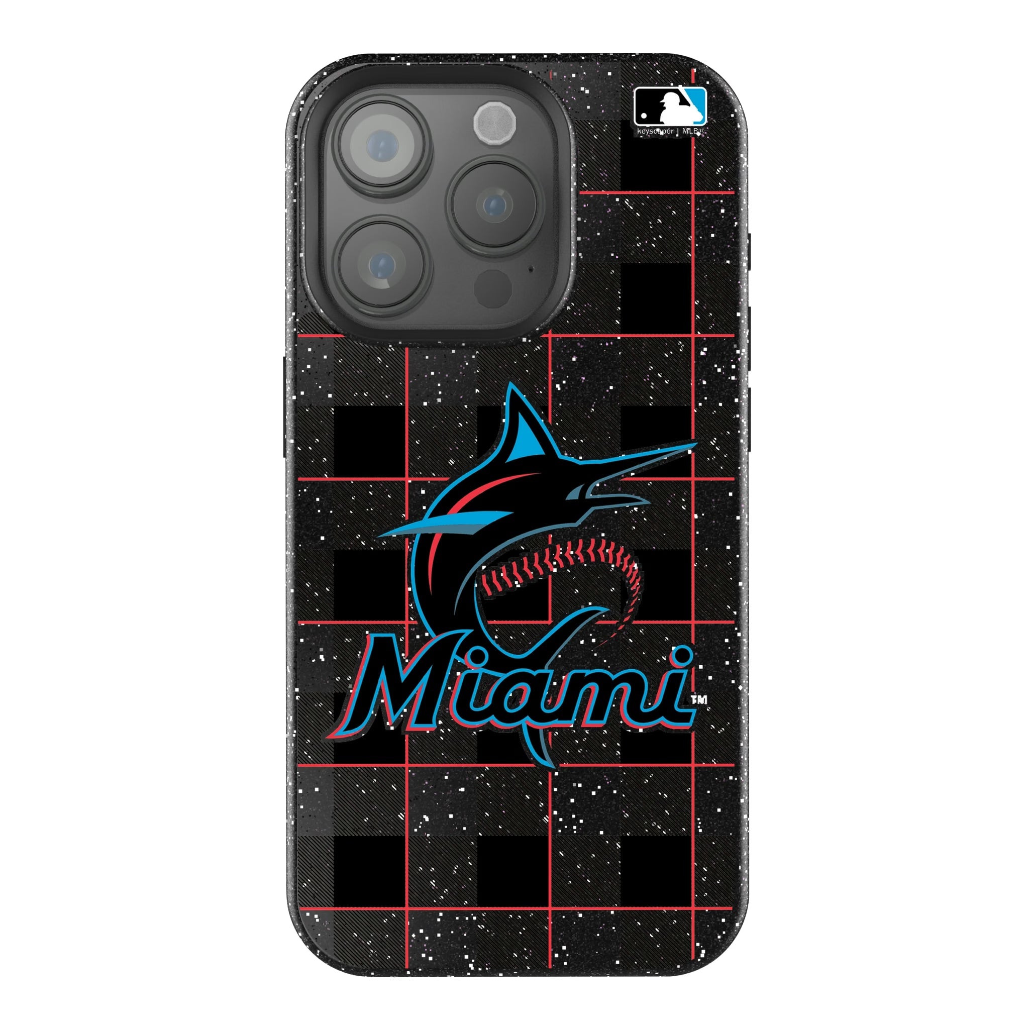 Miami Marlins Plaid Bling Phone Case