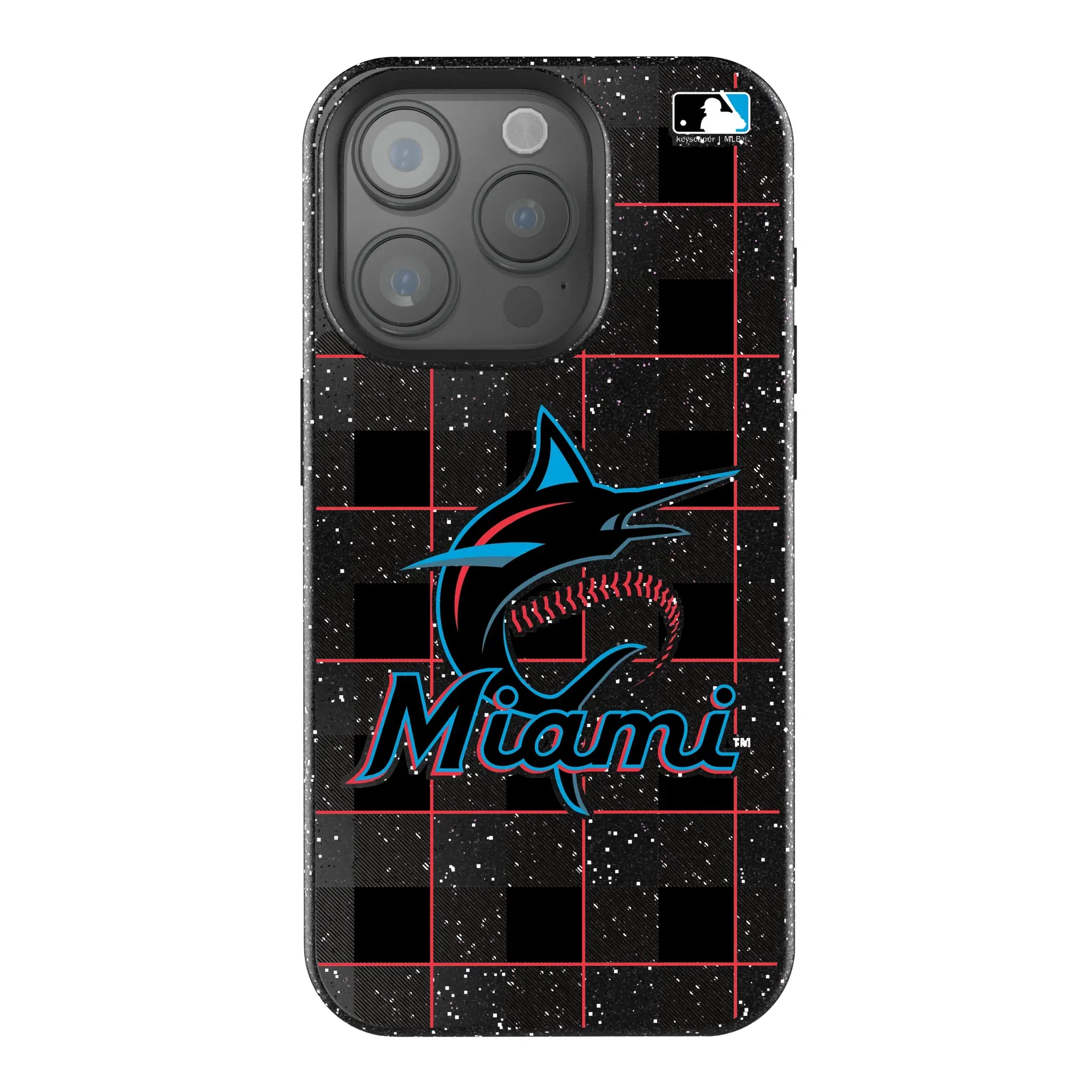 Miami Marlins Plaid Bling Phone Case