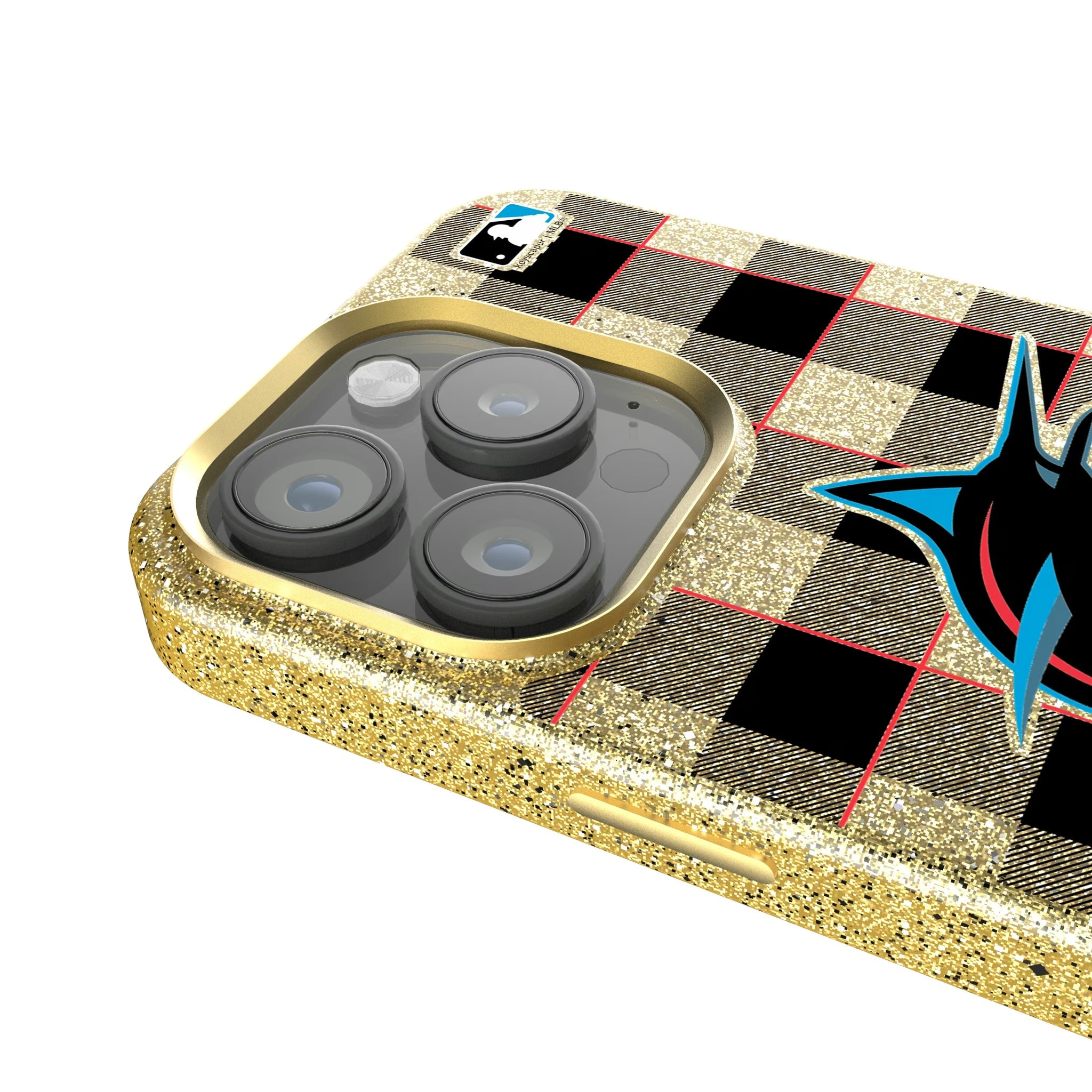 Miami Marlins Plaid Bling Phone Case