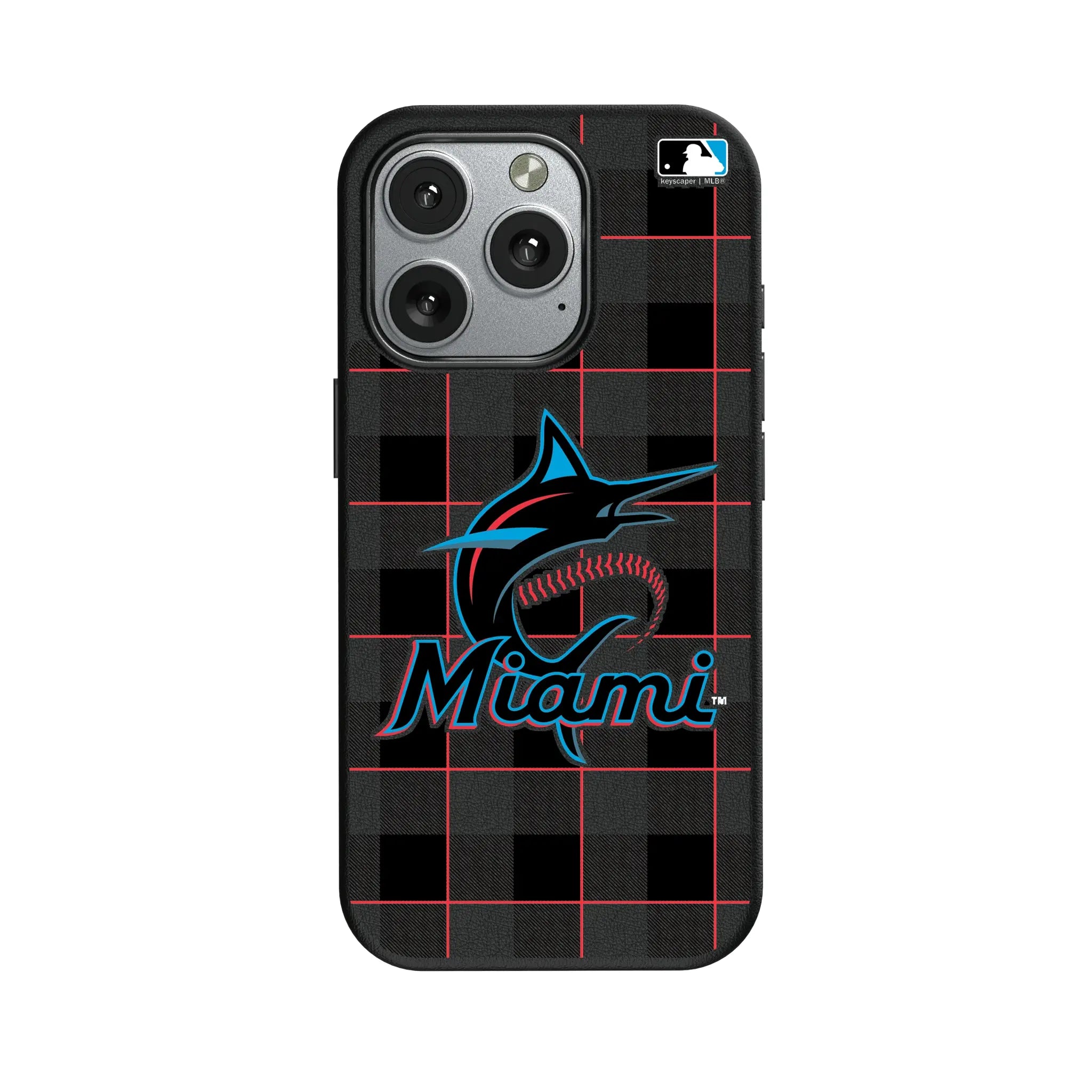 Miami Marlins Plaid MagSafe Compatible Phone Case for Apple iPhone