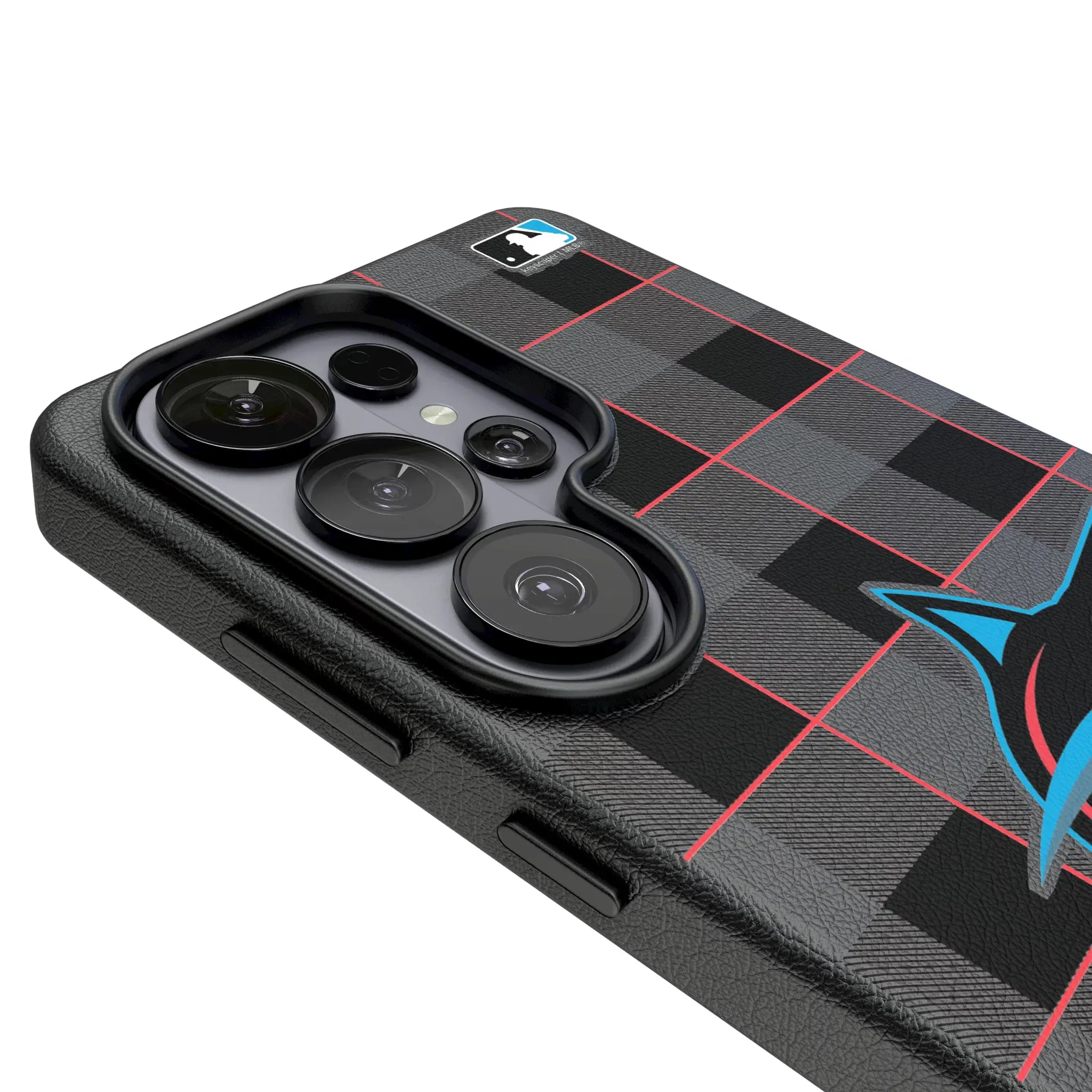 Miami Marlins Plaid MagSafe Compatible Phone Case for Samsung Galaxy