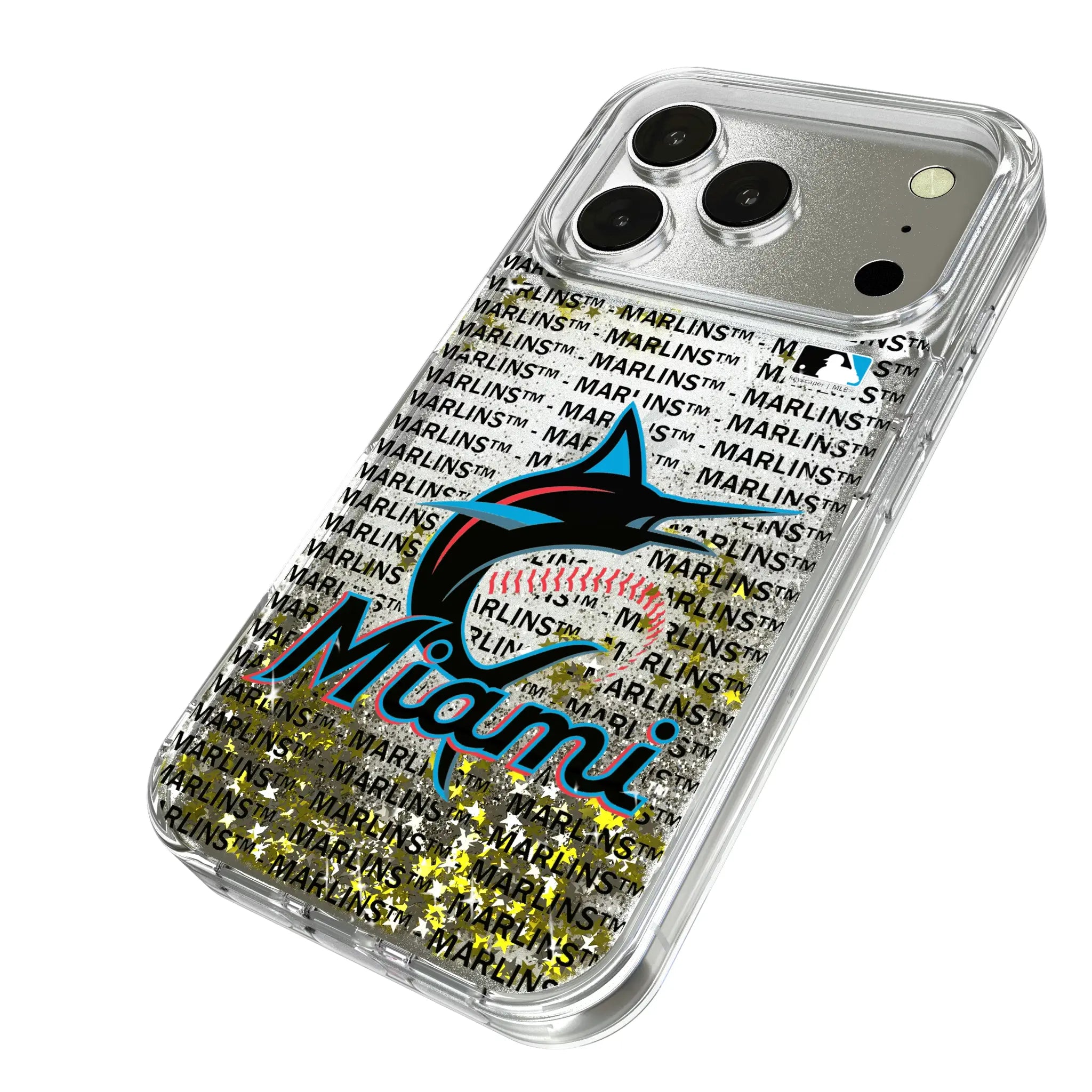 Miami Marlins Text Backdrop Glitter Phone Case