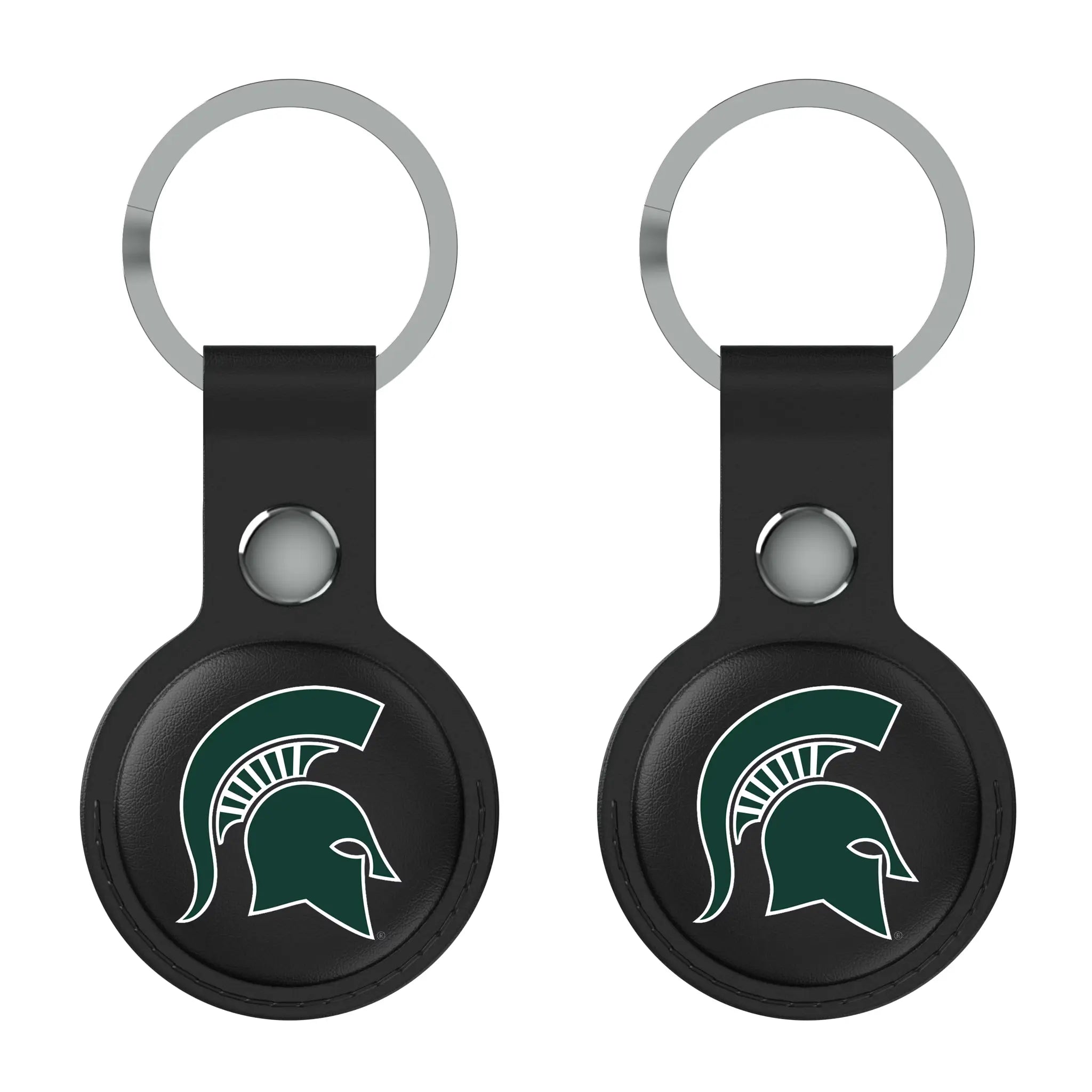 Michigan State University Spartans Insignia Black Airtag Holder 2-Pack