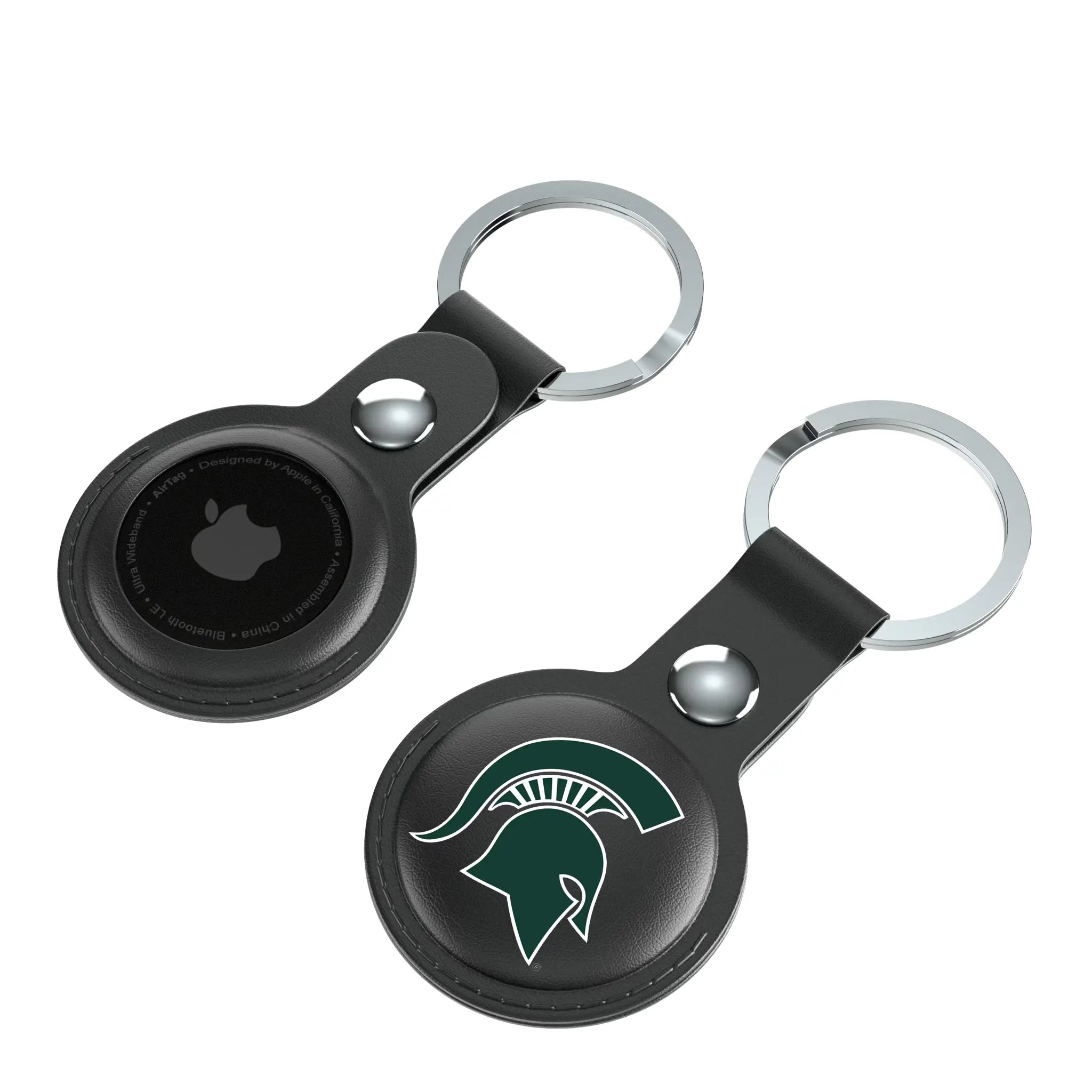 Michigan State University Spartans Insignia Black Airtag Holder 2-Pack