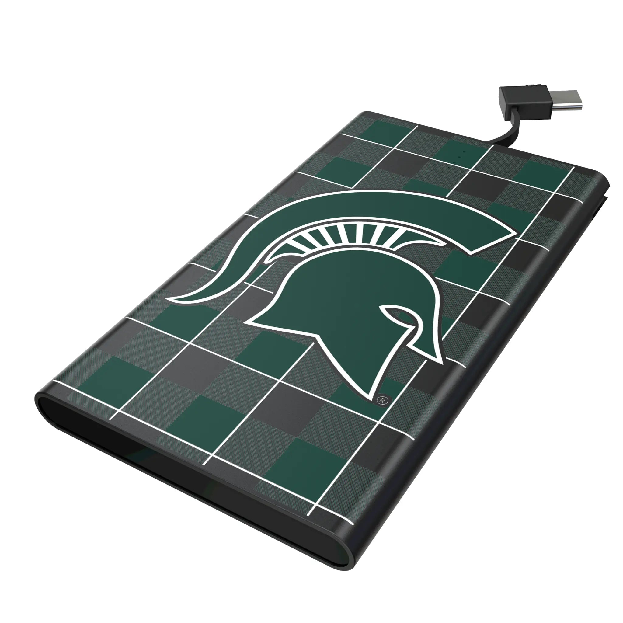Michigan State University Spartans Plaid 5000mAh Flat Powerbank