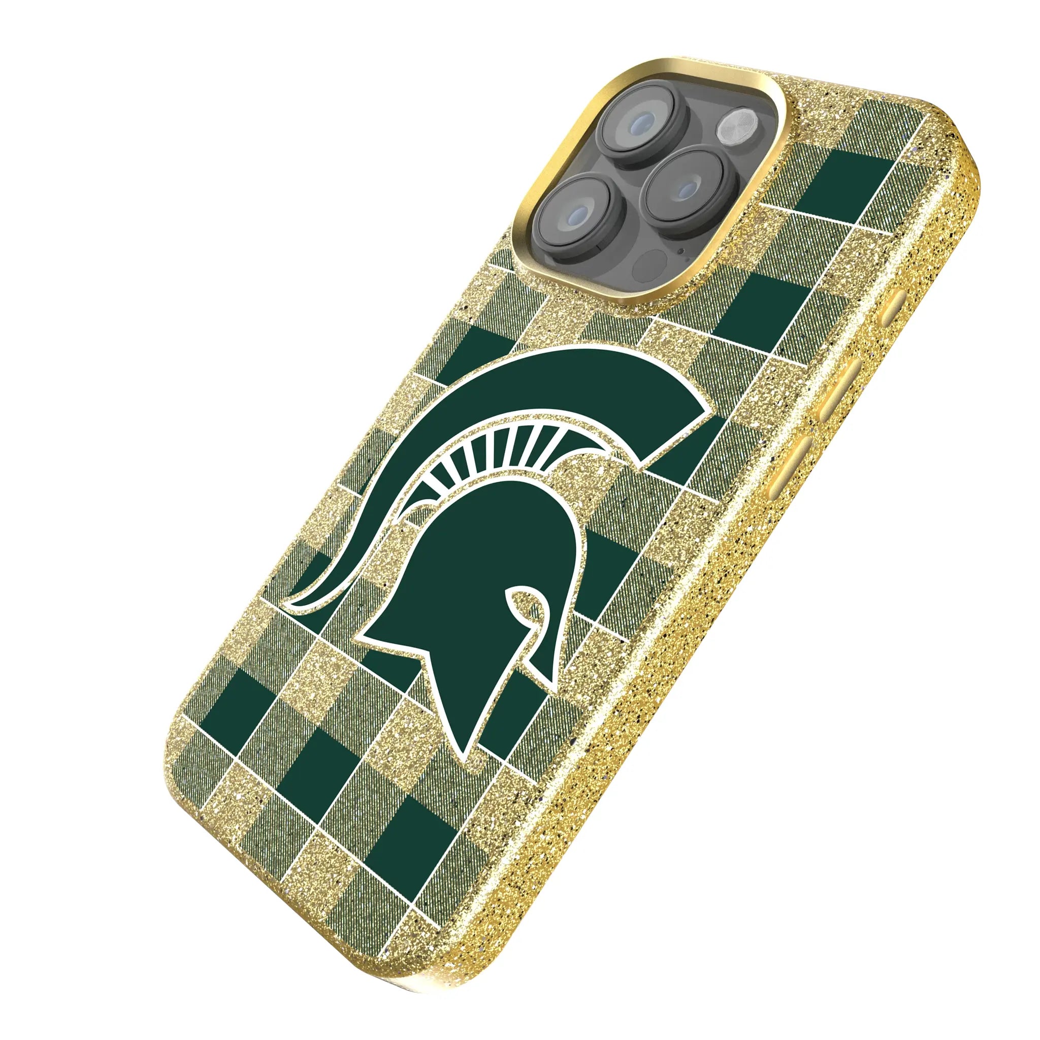 Michigan State University Spartans Plaid Bling Phone Case