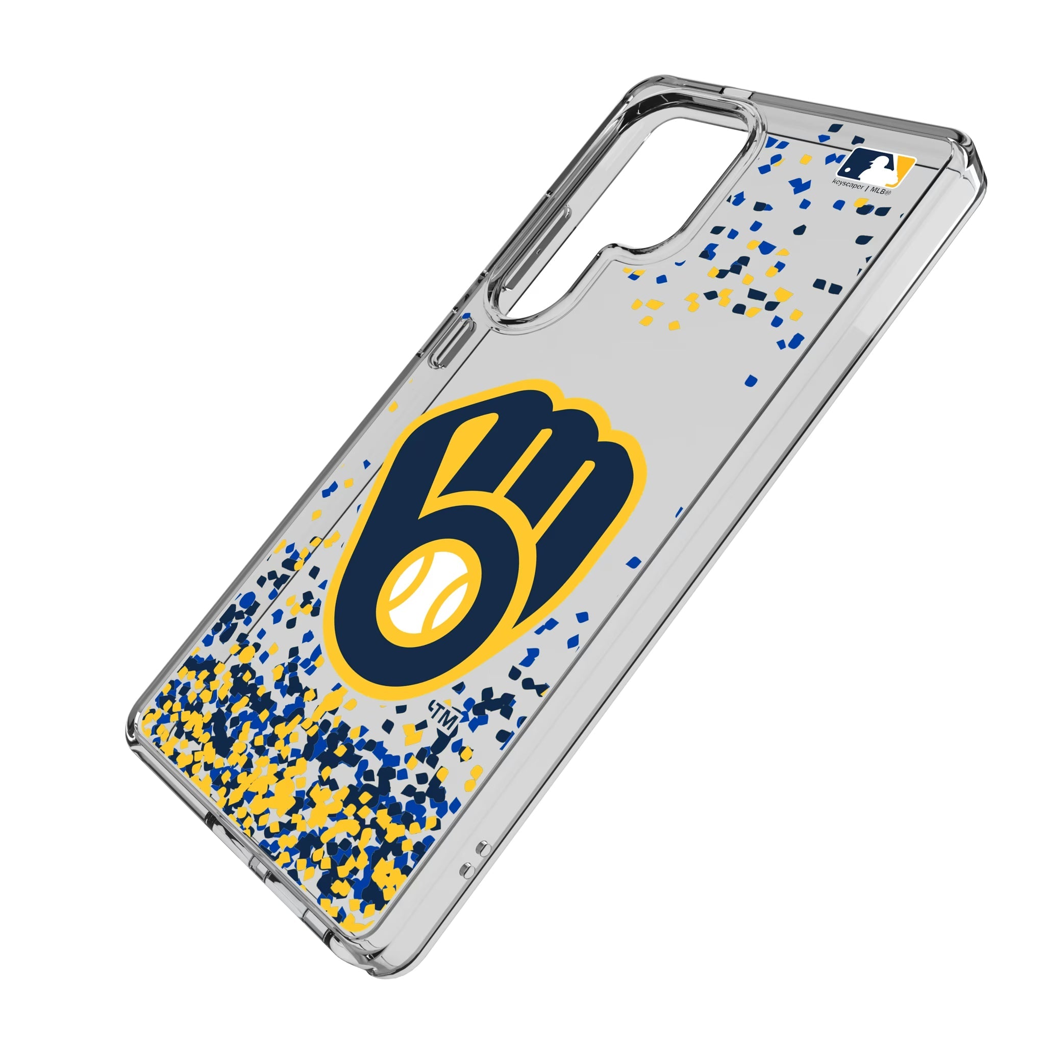 Milwaukee Brewers Confetti Clear Phone Case for Samsung Galaxy - Sports Gifts, Sports Memorabilia, Sports Collectibles, Fan Shop