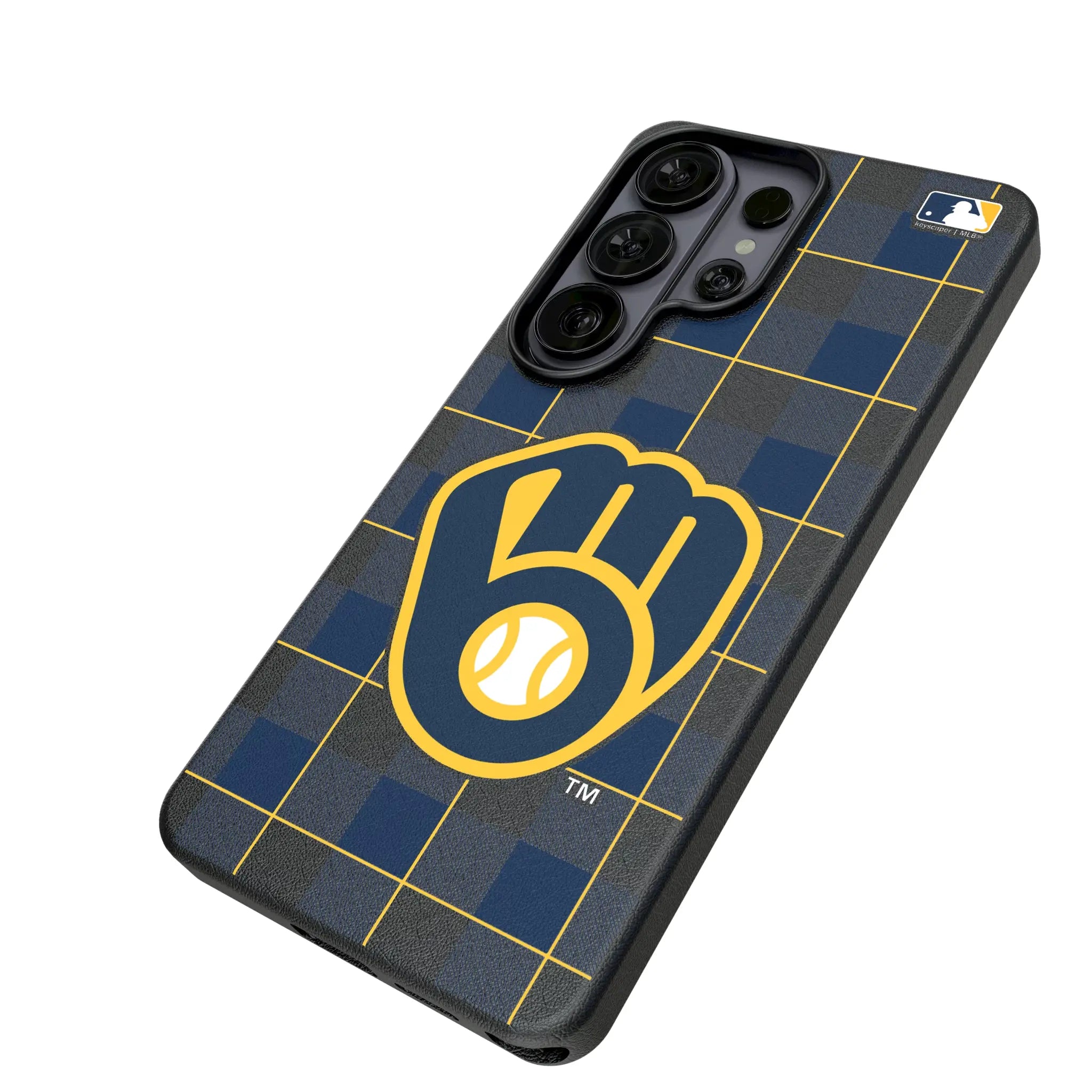 Milwaukee Brewers Plaid MagSafe Compatible Phone Case for Samsung Galaxy