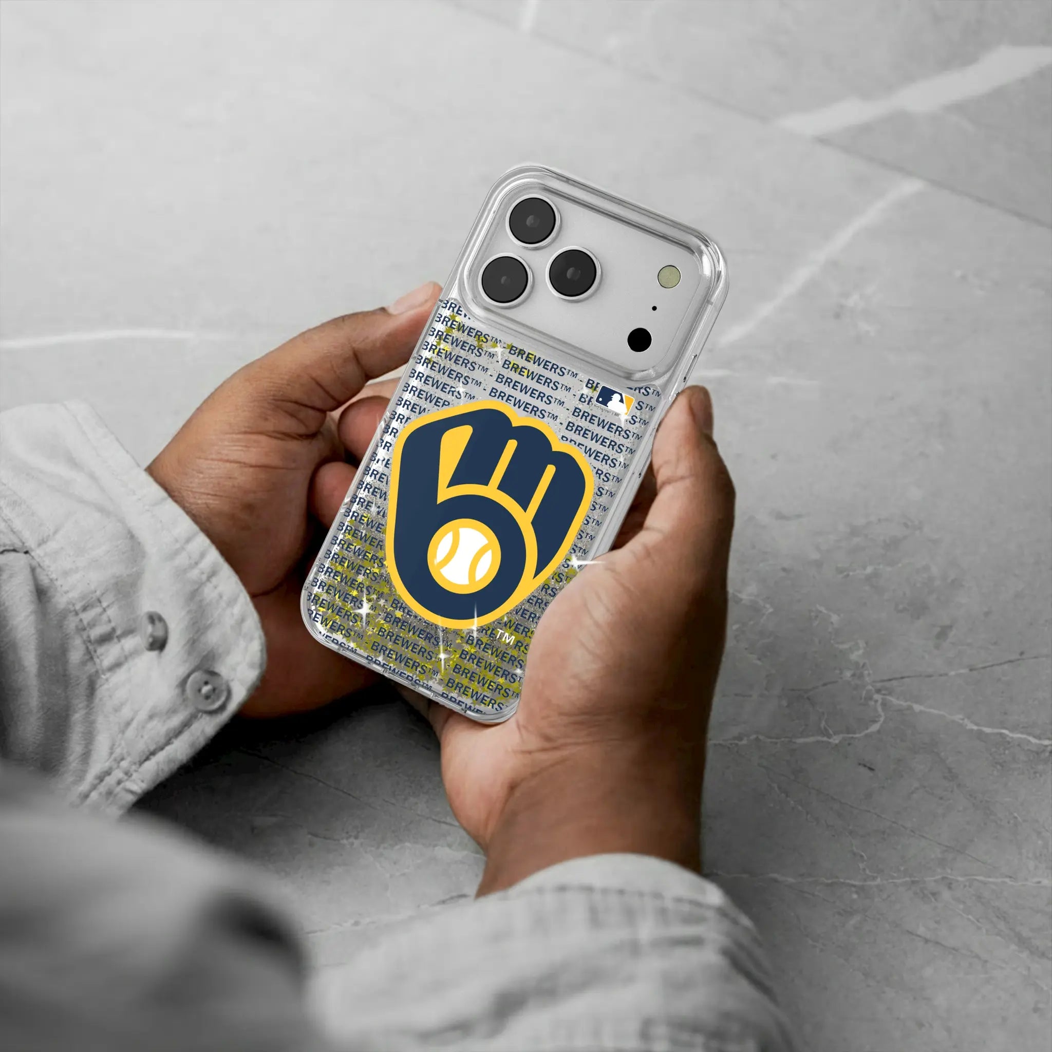 Milwaukee Brewers Text Backdrop Glitter Phone Case