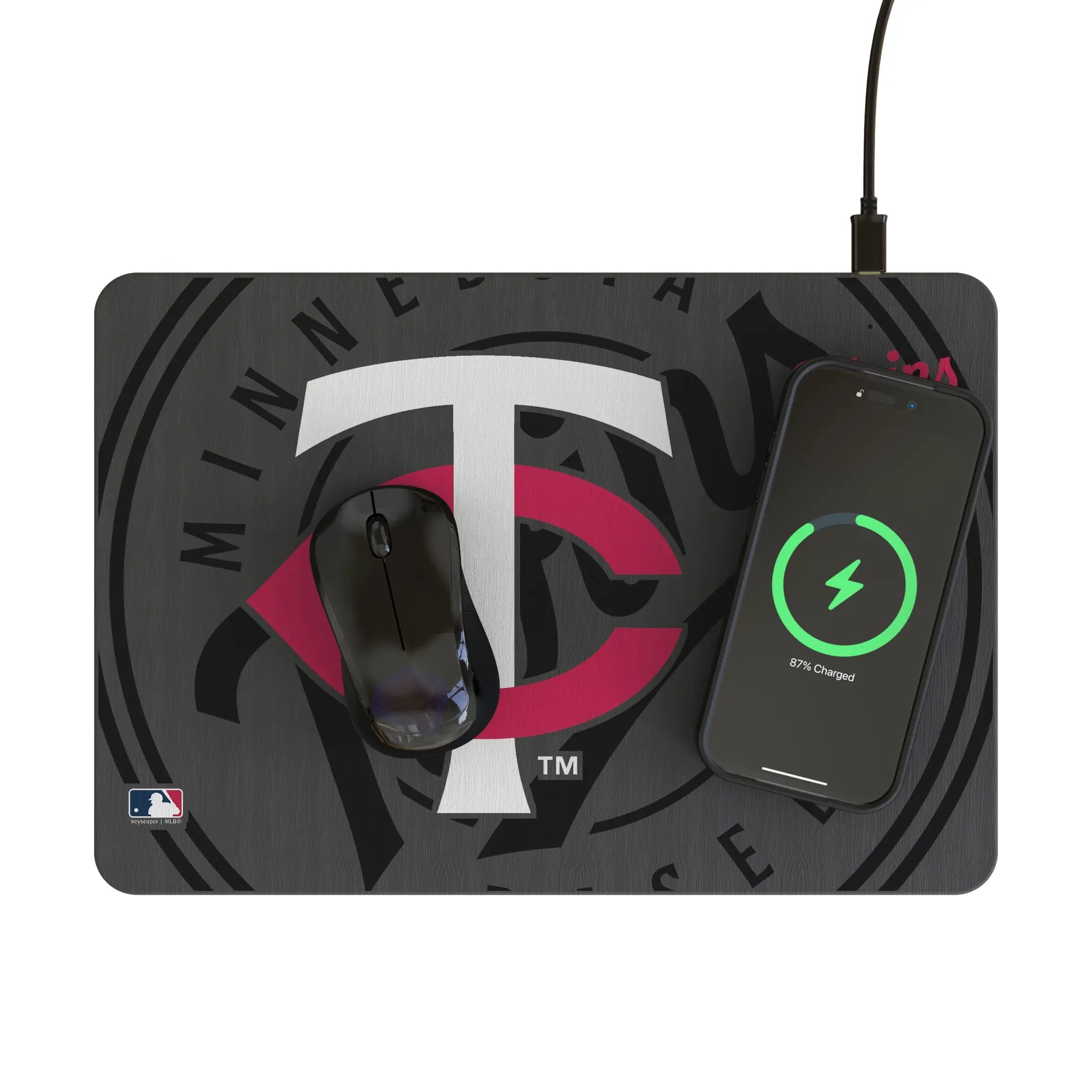 Minnesota Twins Monocolor Tilt 15-Watt Wireless Charger and Mouse Pad