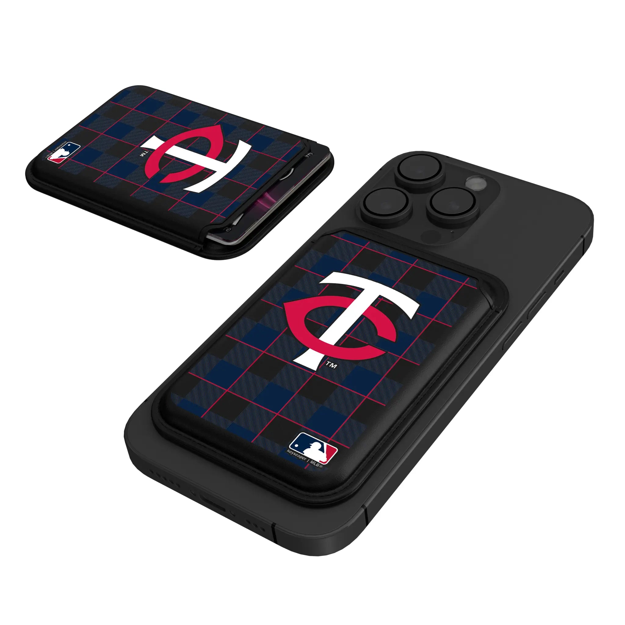 Minnesota Twins Plaid Black Magnetic Credit Card Wallet