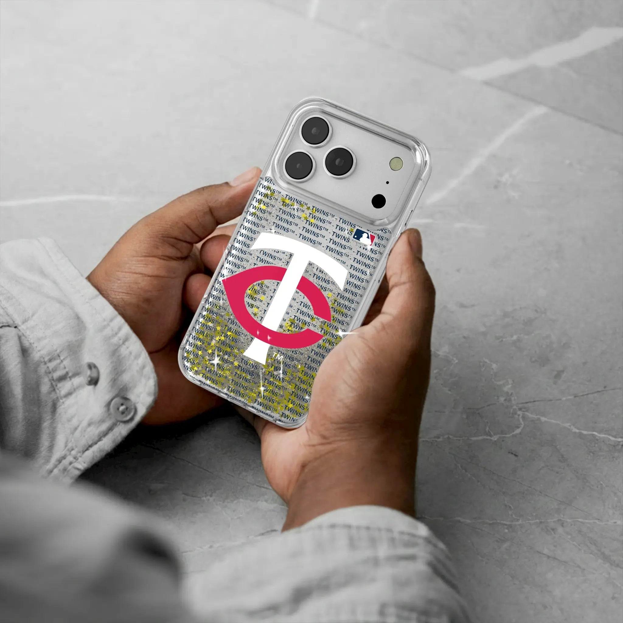 Minnesota Twins Text Backdrop Glitter Phone Case