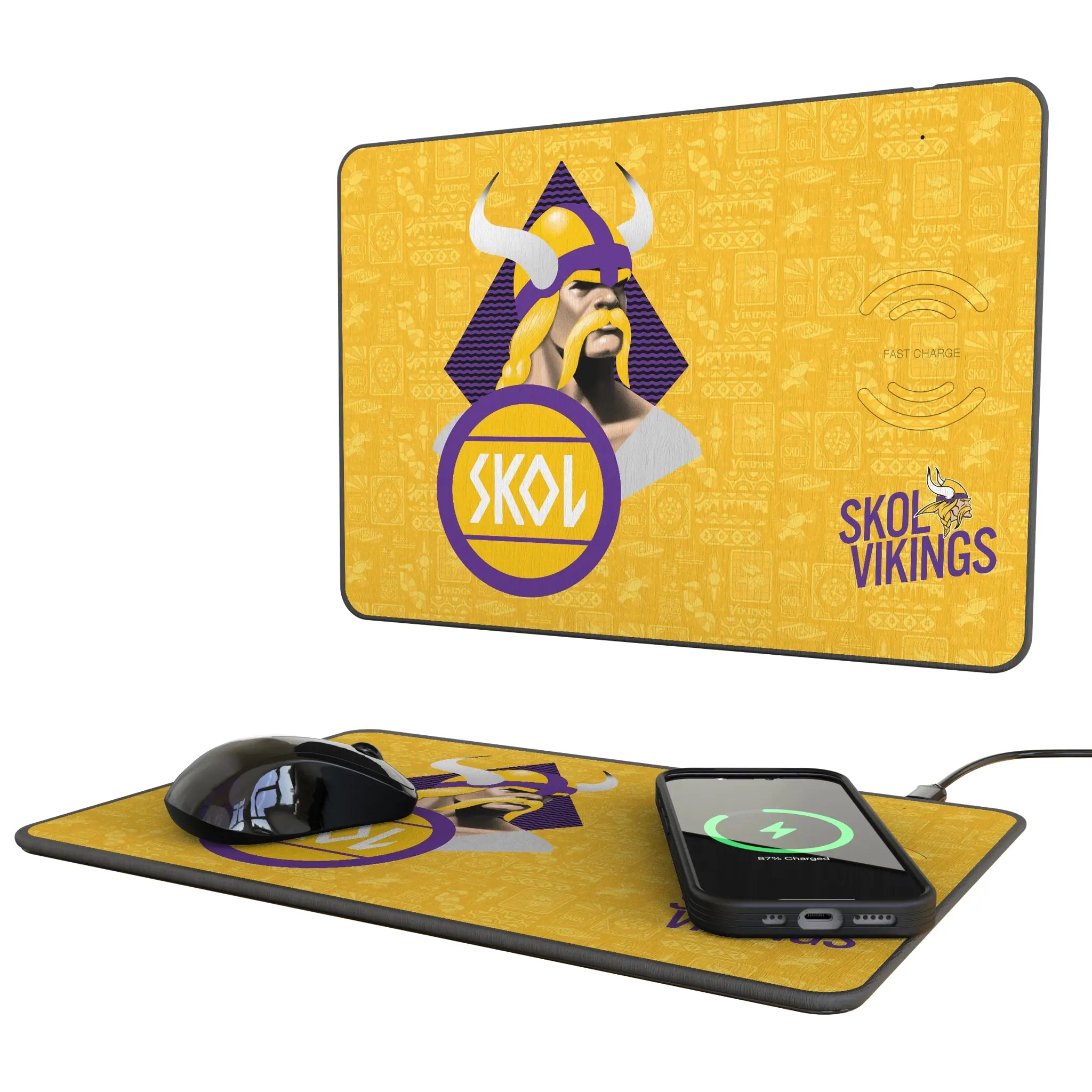 Minnesota Vikings 2024 Edition 15-Watt Wireless Charger and Mouse Pad