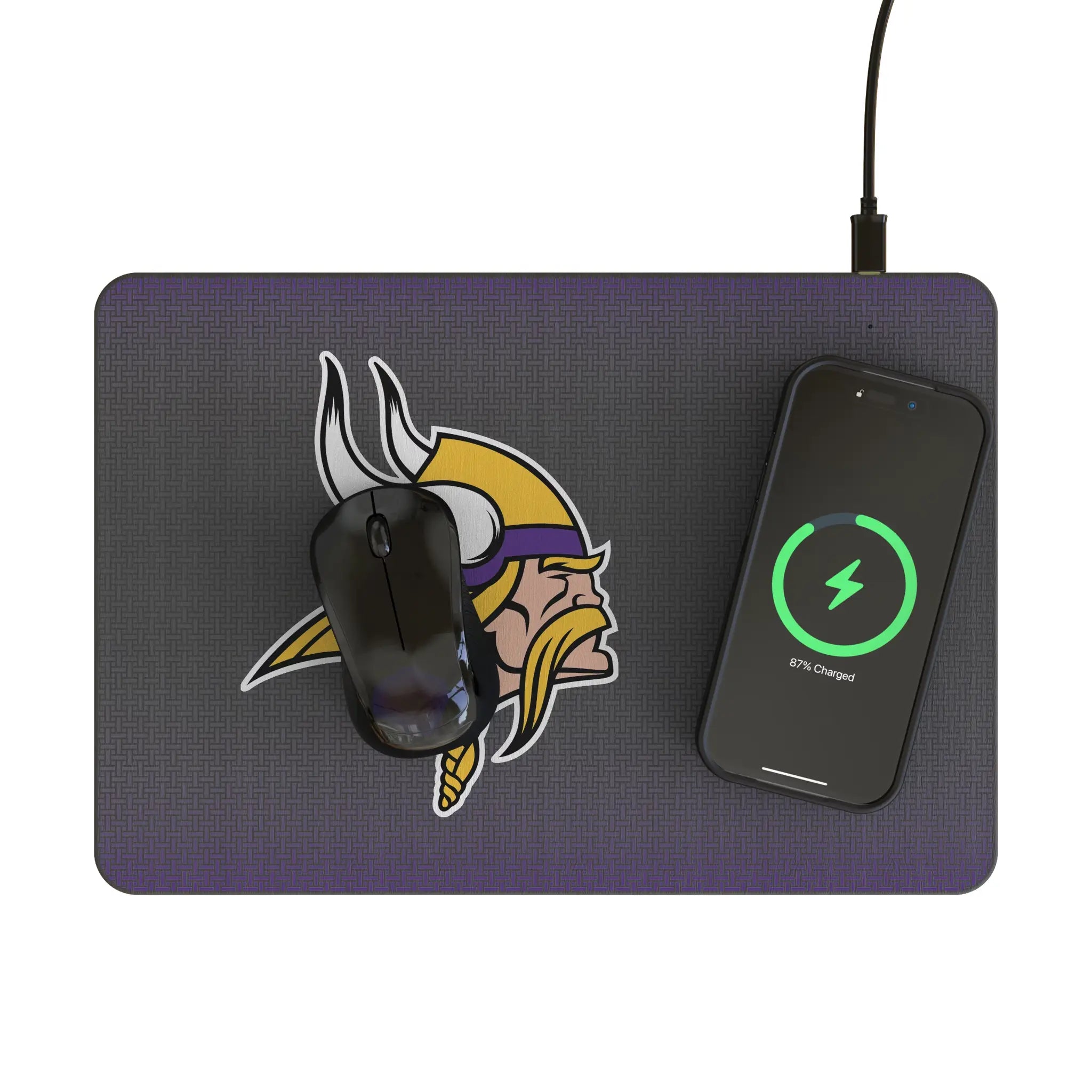 Minnesota Vikings Linen 15-Watt Wireless Charger and Mouse Pad