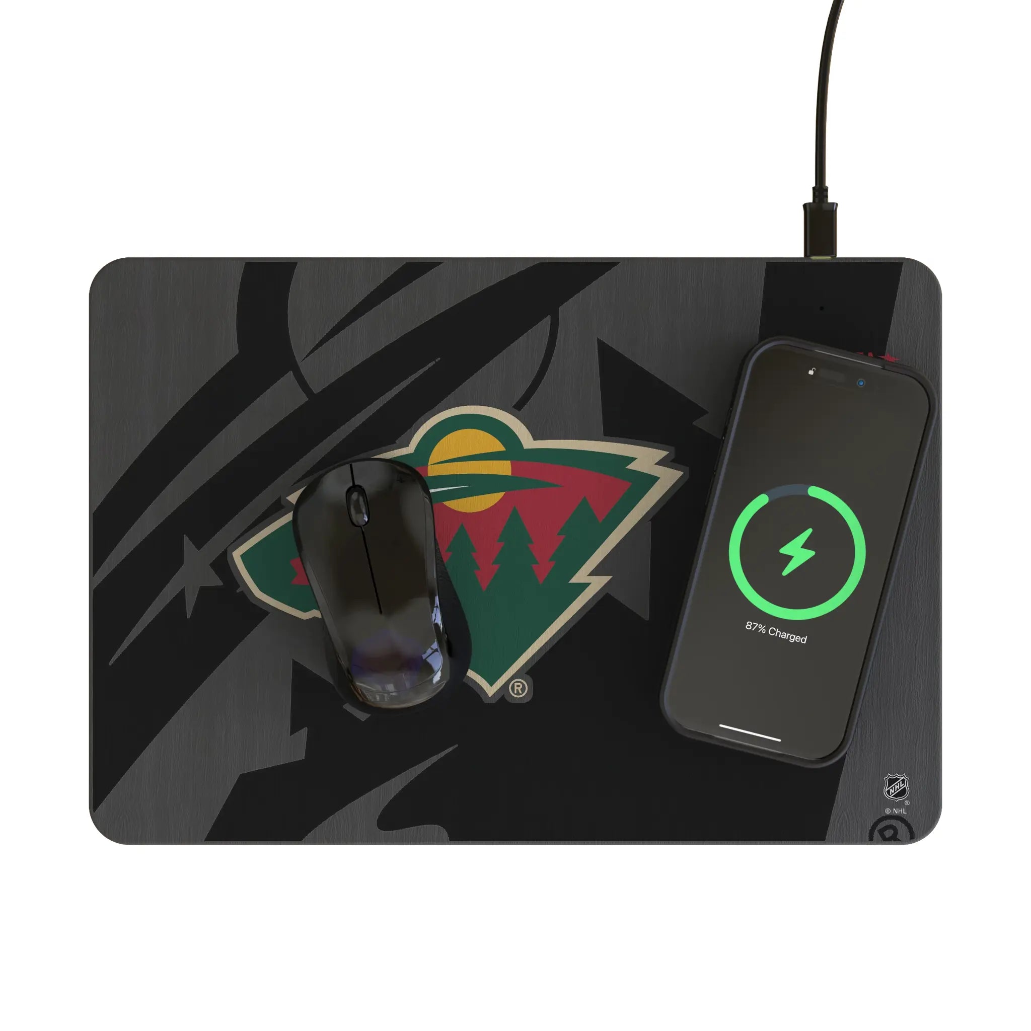 Minnesota Wild Monocolor Tilt 15-Watt Wireless Charger and Mouse Pad