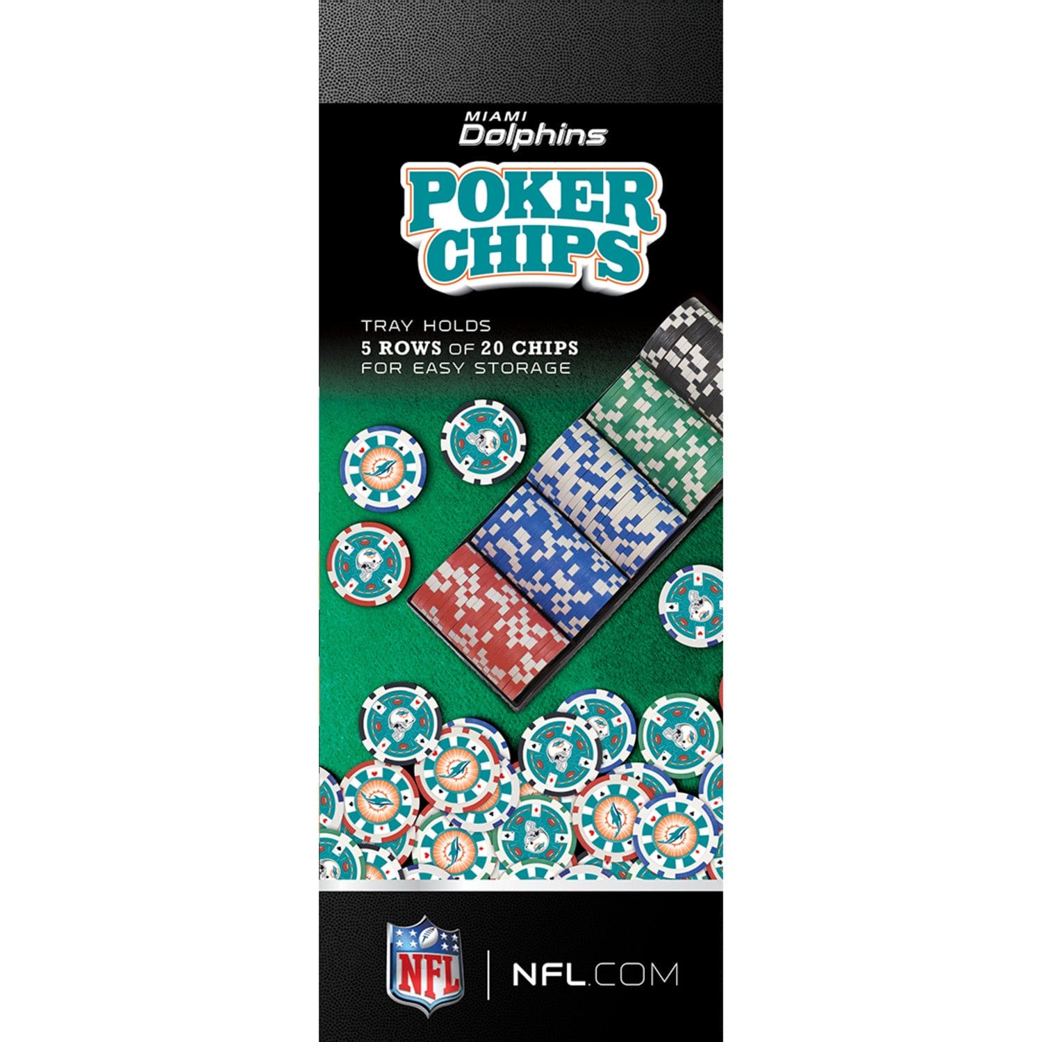 Miami Dolphins 100 Piece Poker Chip Set - Sports Gifts, Sports Memorabilia, Sports Collectibles, Fan Shop