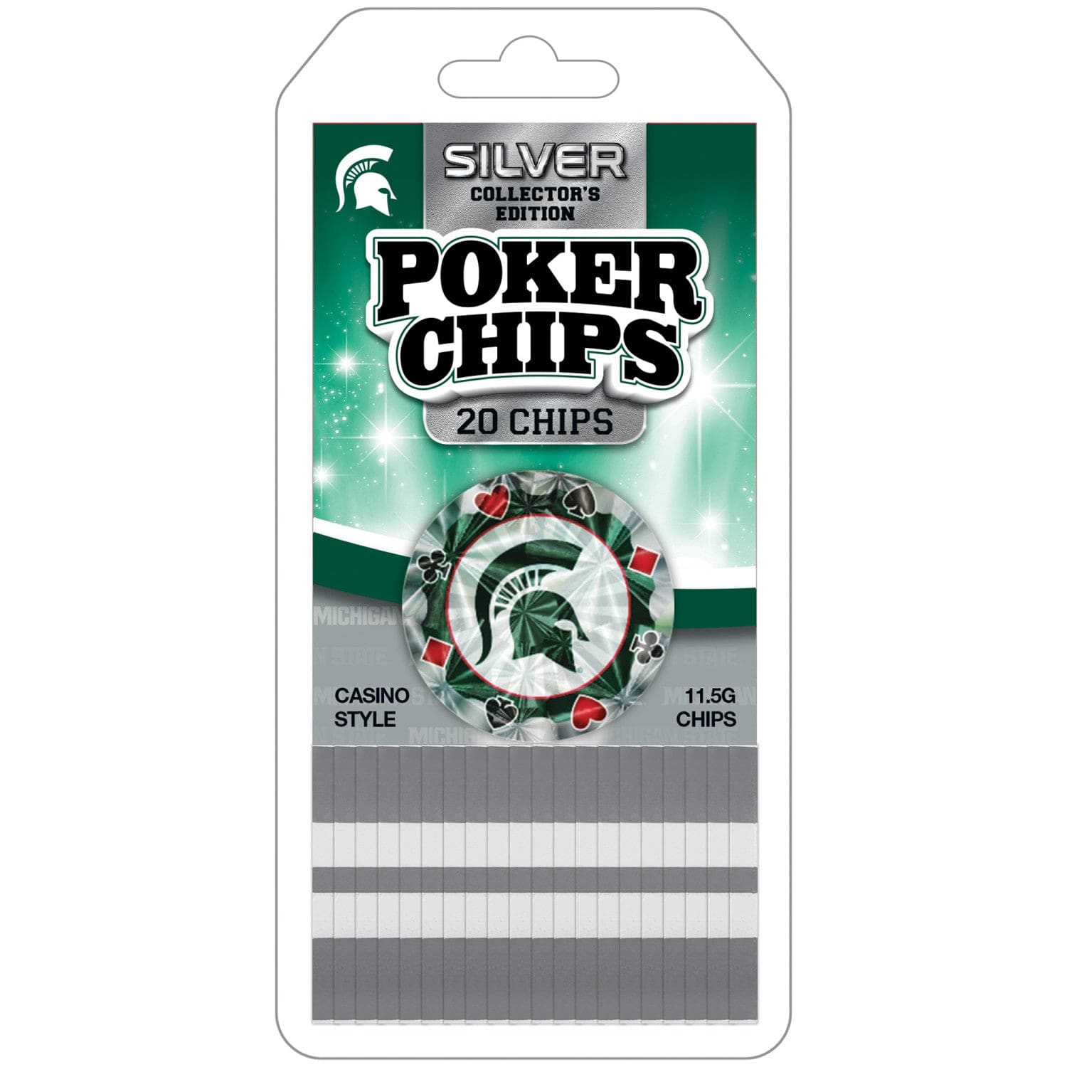 Michigan State Spartans 20-Piece Poker Chip Set - Sports Gifts, Sports Memorabilia, Sports Collectibles, Fan Shop