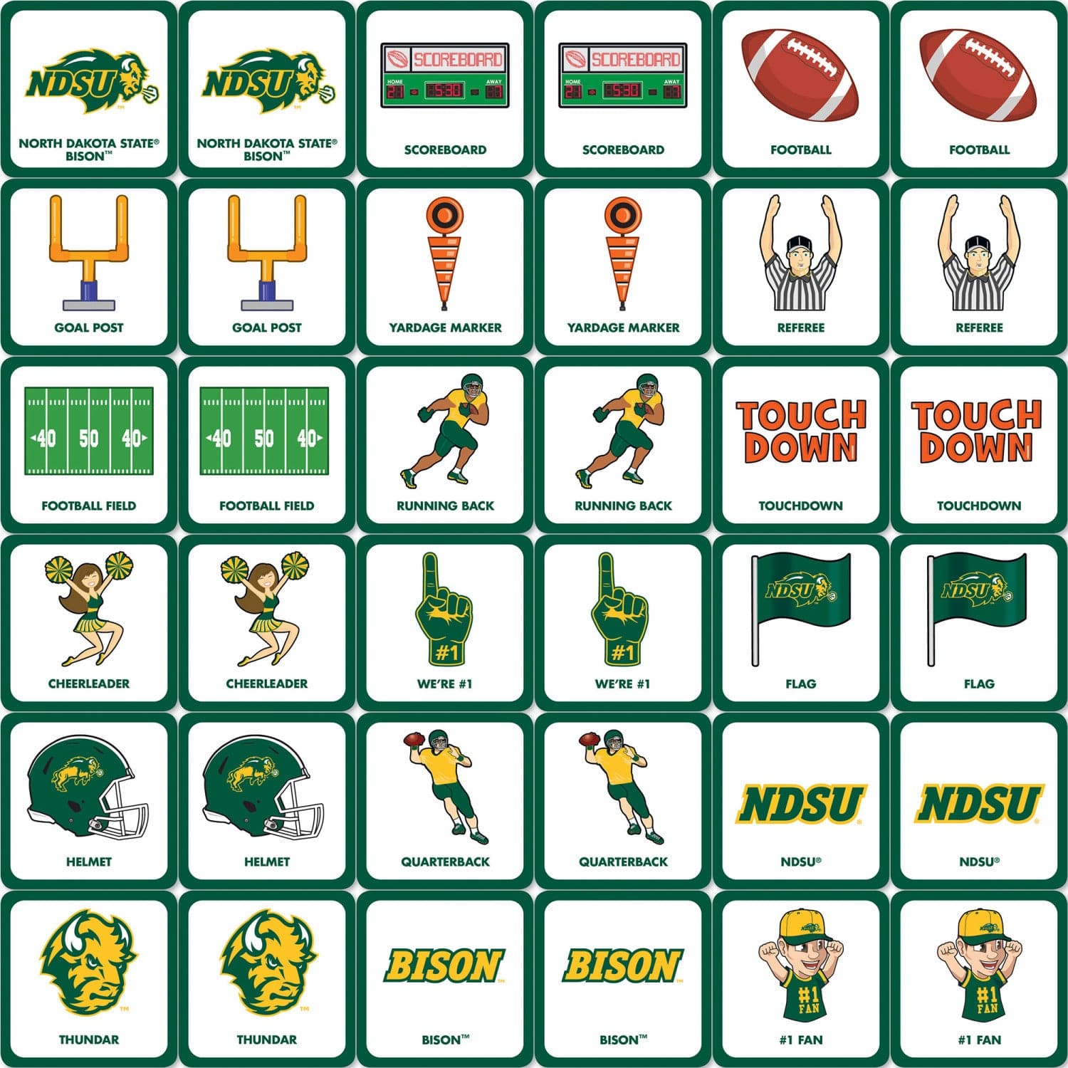 North Dakota State Bison Memory Matching Game - Sports Gifts, Sports Memorabilia, Sports Collectibles, Fan Shop