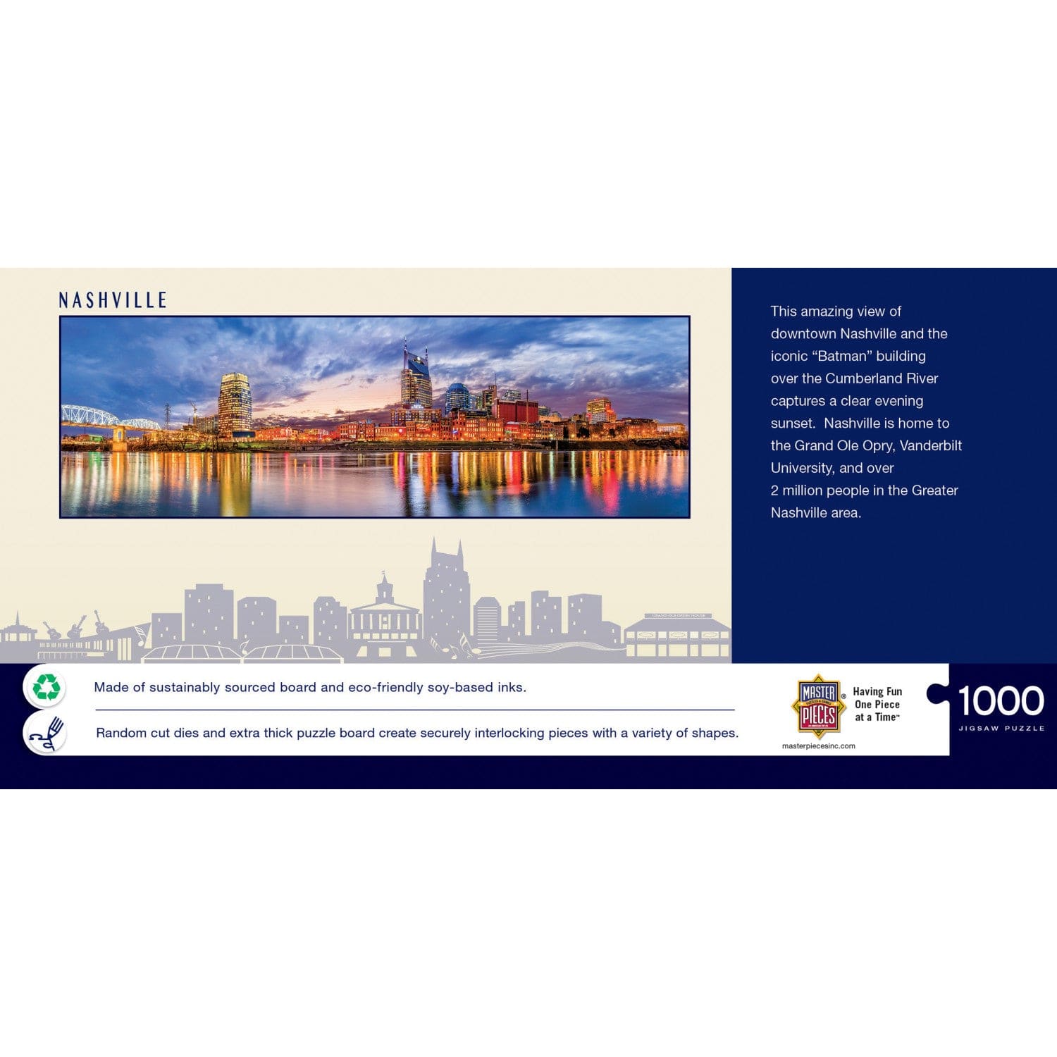 Panoramic Jigsaw Puzzle of Nashville, Tennessee - 1000 Pieces - Sports Gifts, Sports Memorabilia, Sports Collectibles, Fan Shop