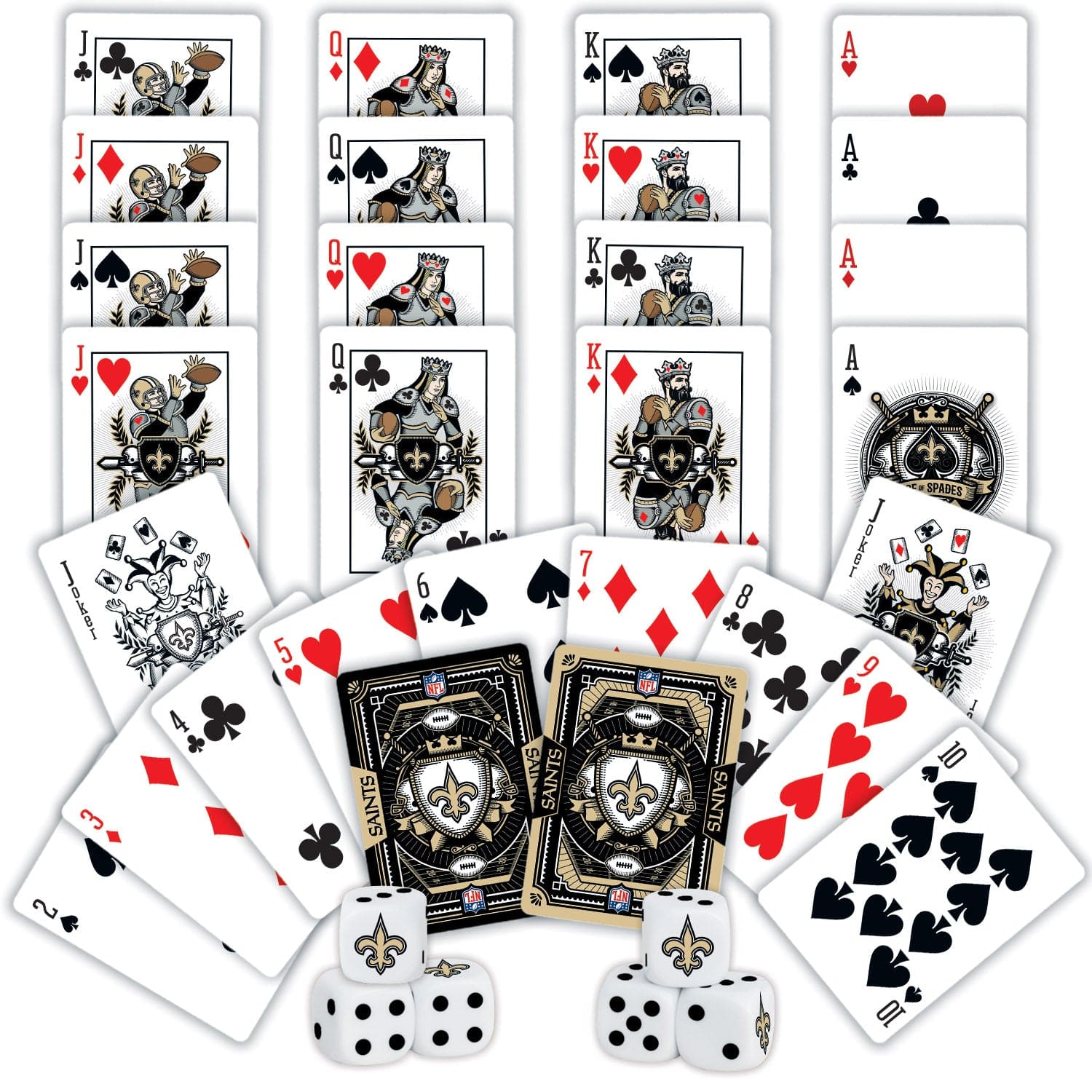 New Orleans Saints 2-Pack Playing Cards and Dice Set - Sports Gifts, Sports Memorabilia, Sports Collectibles, Fan Shop