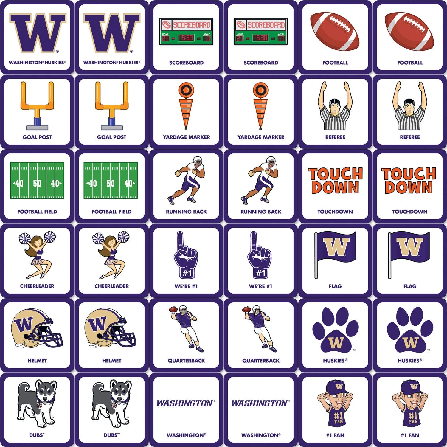 Washington Huskies Matching Game - 757 Sports Collectibles