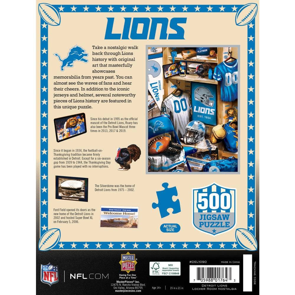 Detroit Lions Locker Room 500 Piece Jigsaw Puzzle - Sports Gifts, Sports Memorabilia, Sports Collectibles, Fan Shop