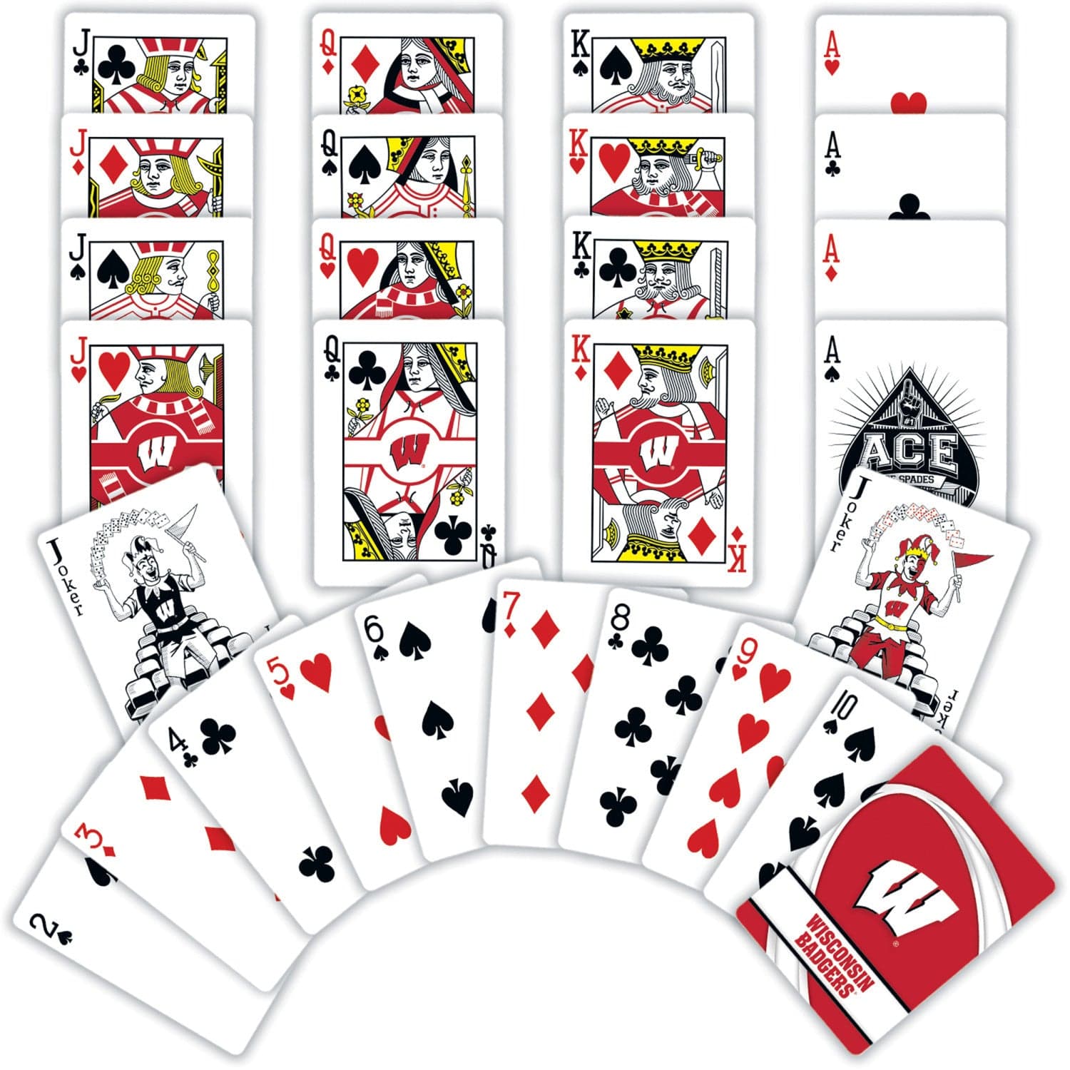 Wisconsin Badgers 54-Card Deck Playing Cards - Sports Gifts, Sports Memorabilia, Sports Collectibles, Fan Shop